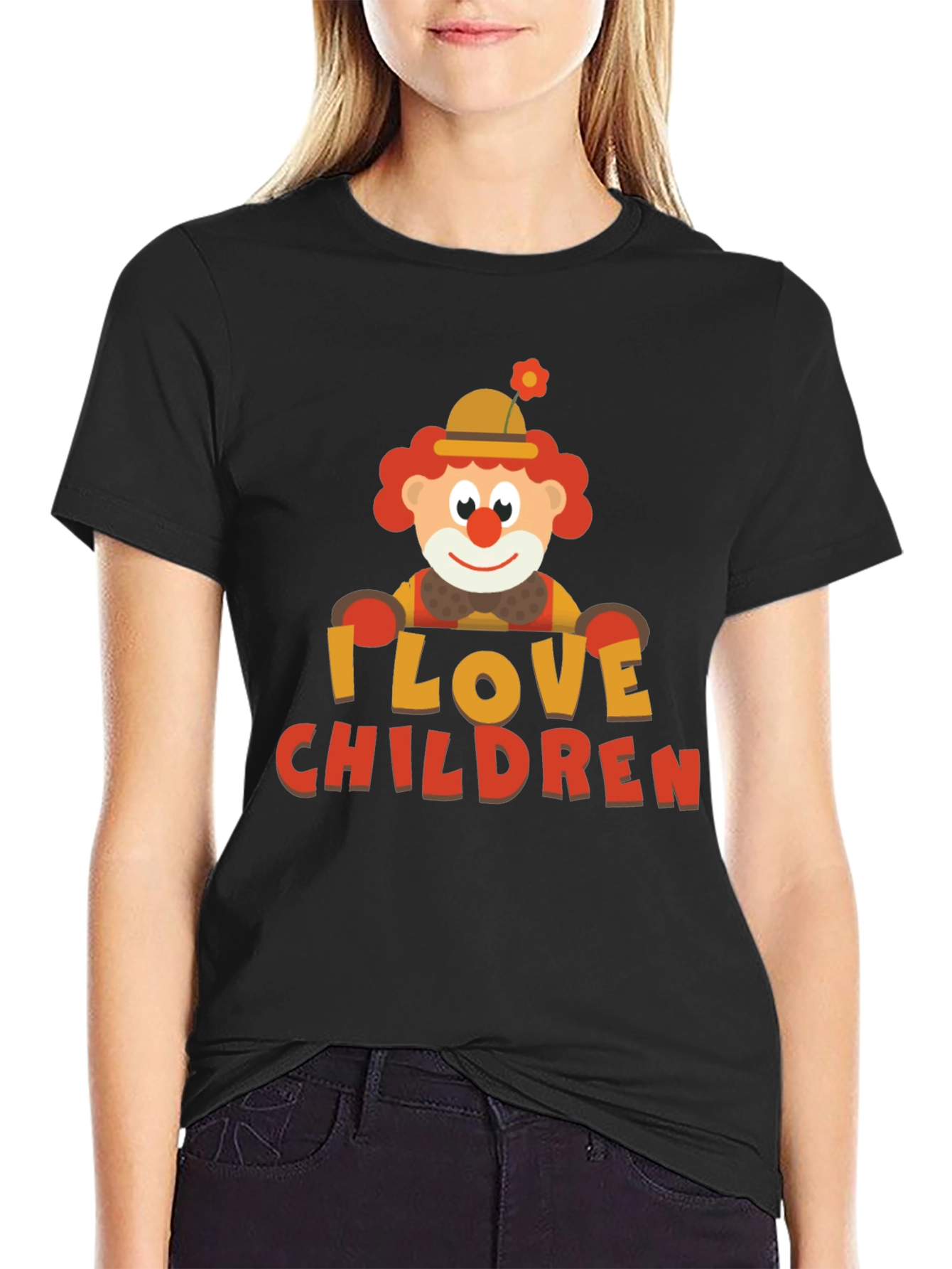 I Love Children Clown Graphic Tee - Black