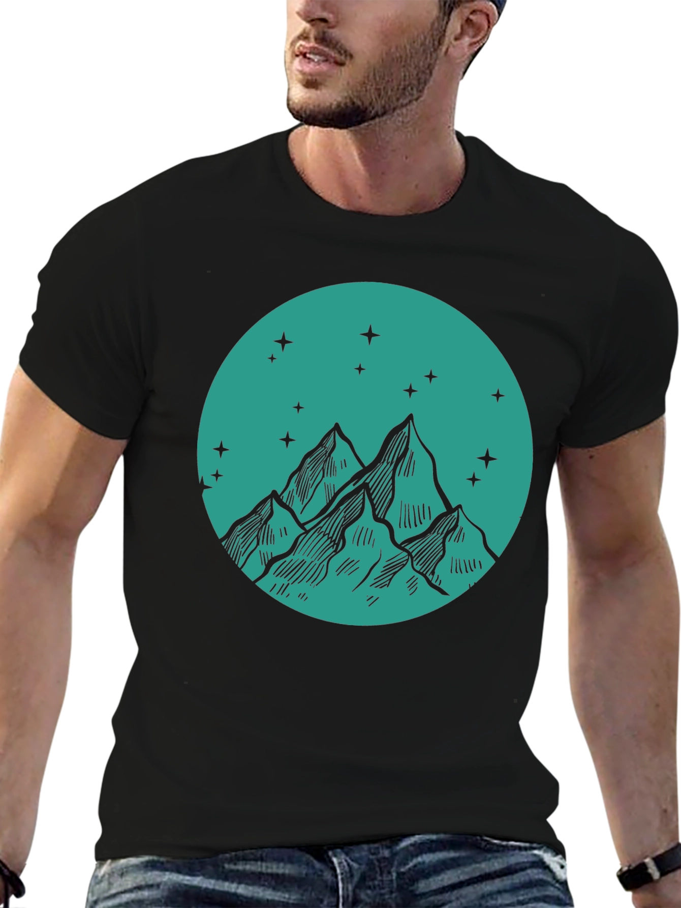 Mountain Peak Graphic Tee - Stylish Black T-Shirt