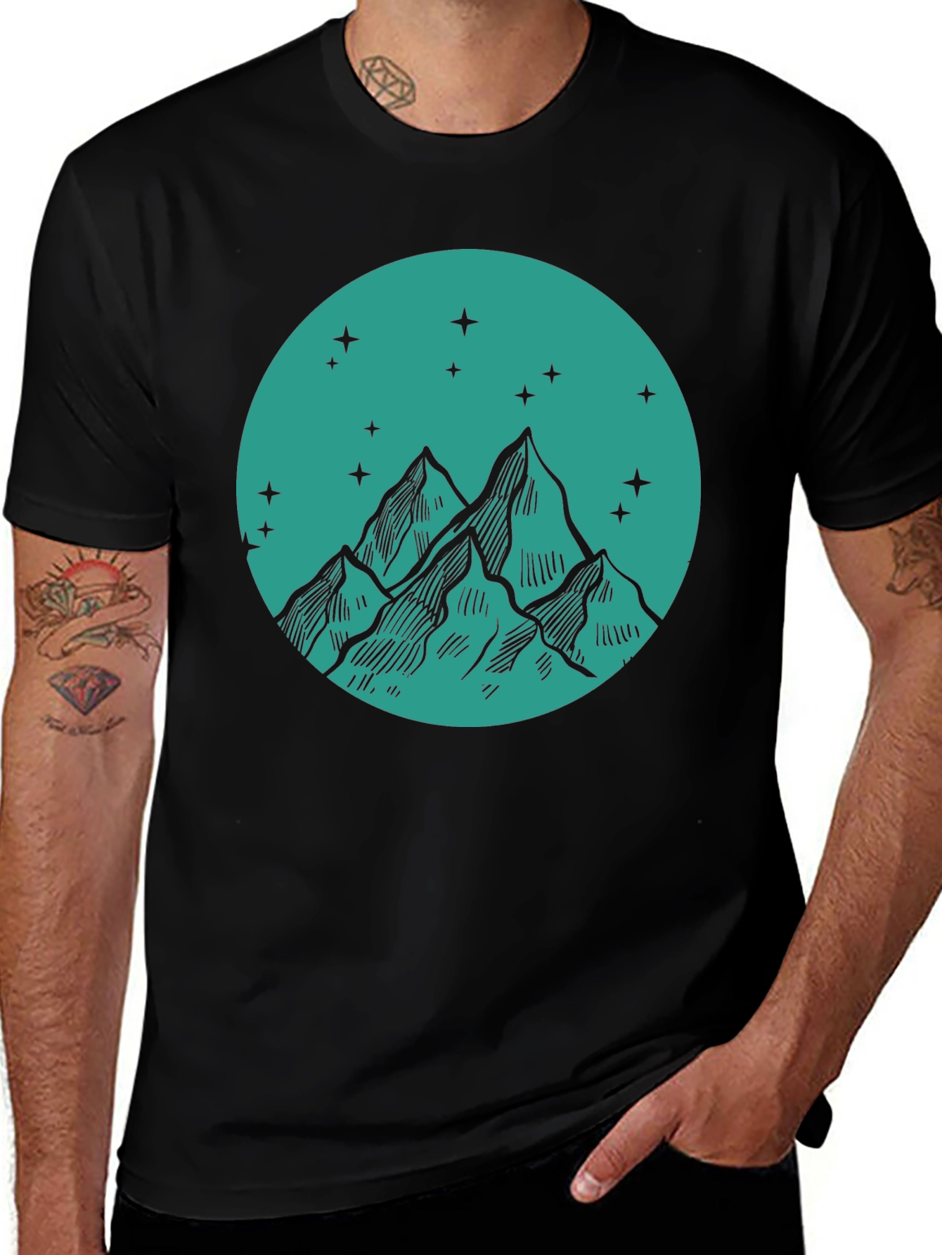 Mountain Peak Graphic Tee - Stylish Black T-Shirt