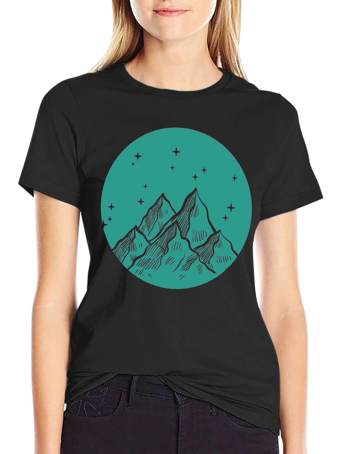 Mountain Peak Graphic Tee - Stylish Black T-Shirt