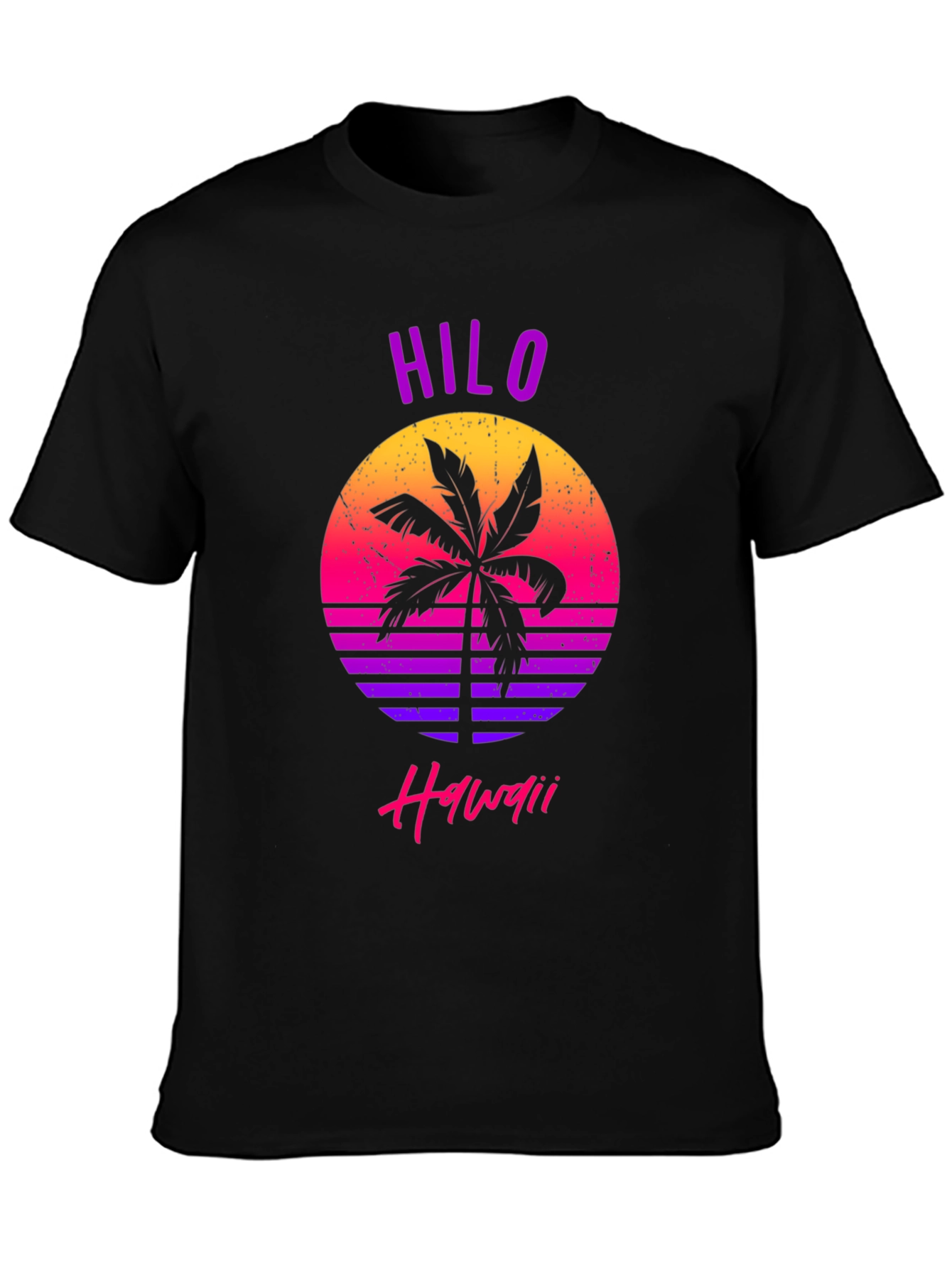 Hilo Hawaii Retro Sunset Palm T-Shirt
