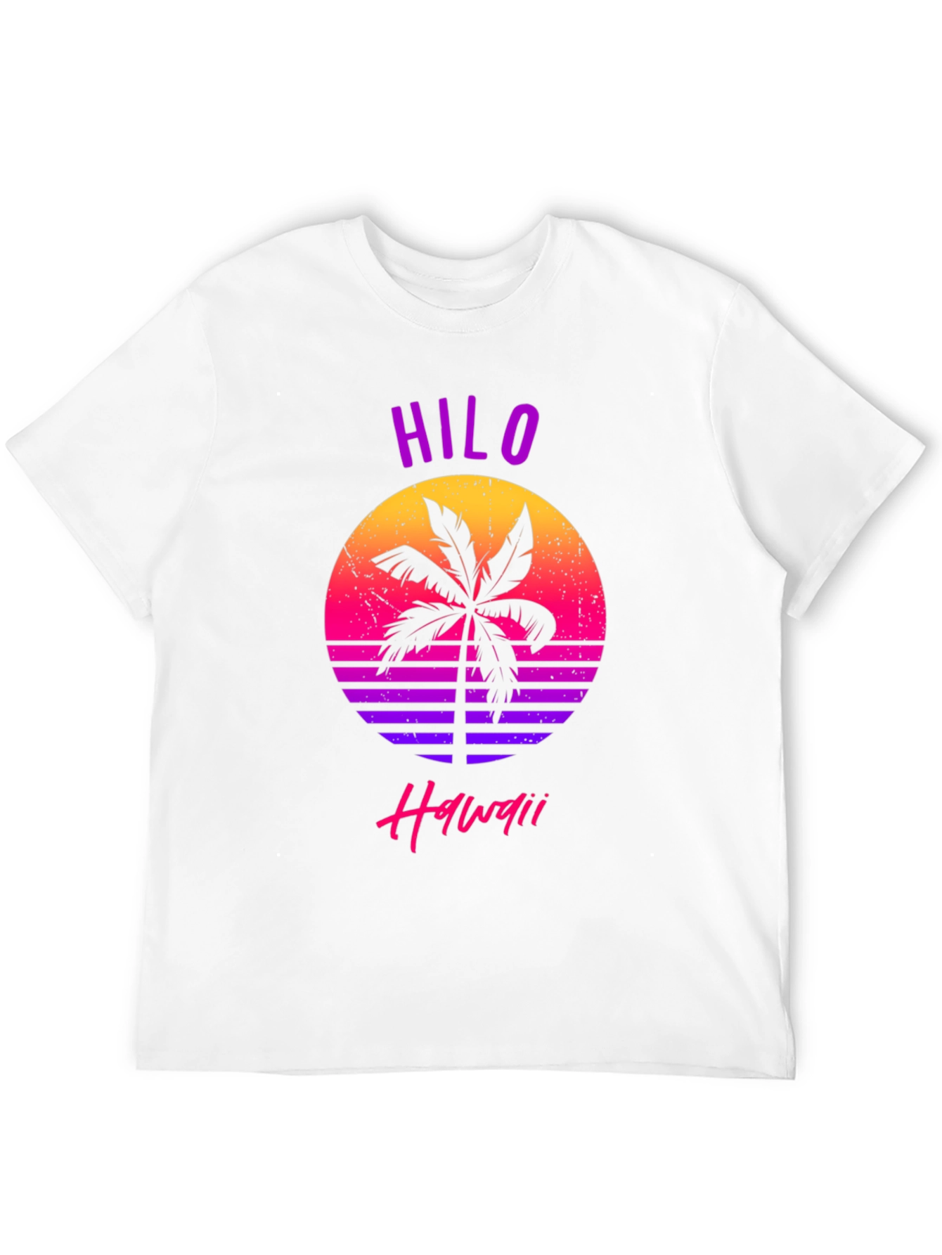 Hilo Hawaii Retro Sunset Palm T-Shirt
