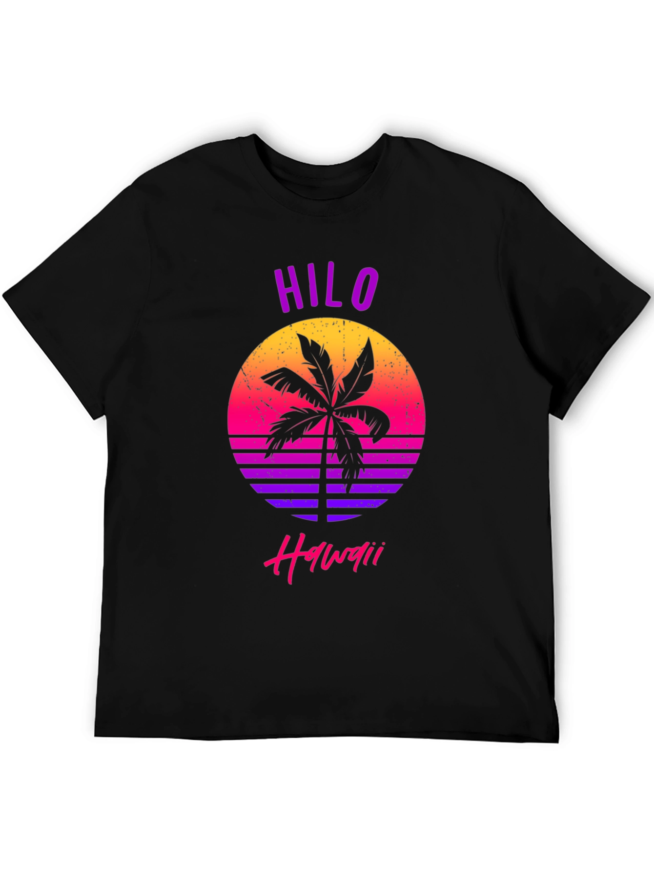 Hilo Hawaii Retro Sunset Palm T-Shirt