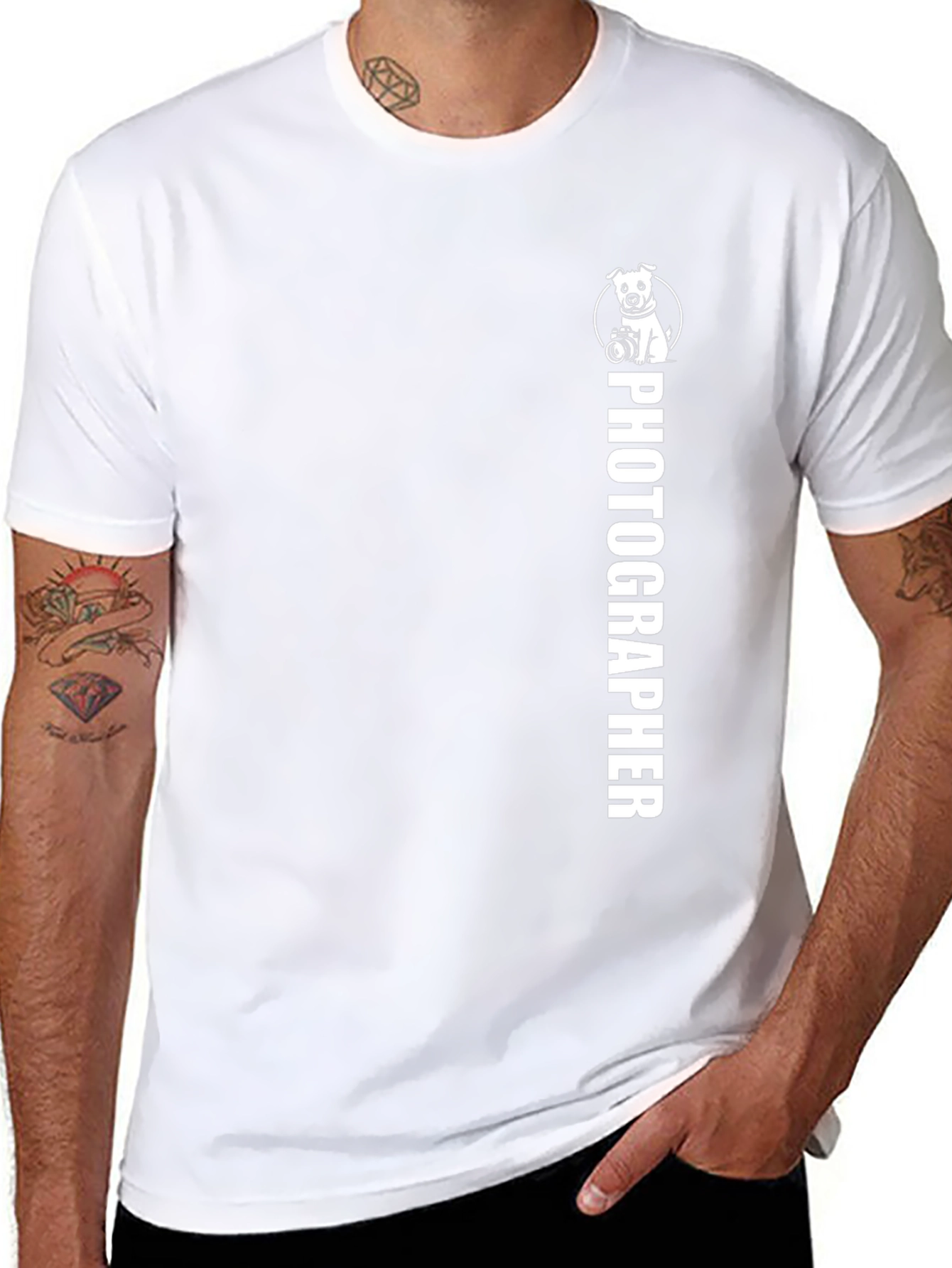 Photographer Dog Graphic Black T-Shirt
