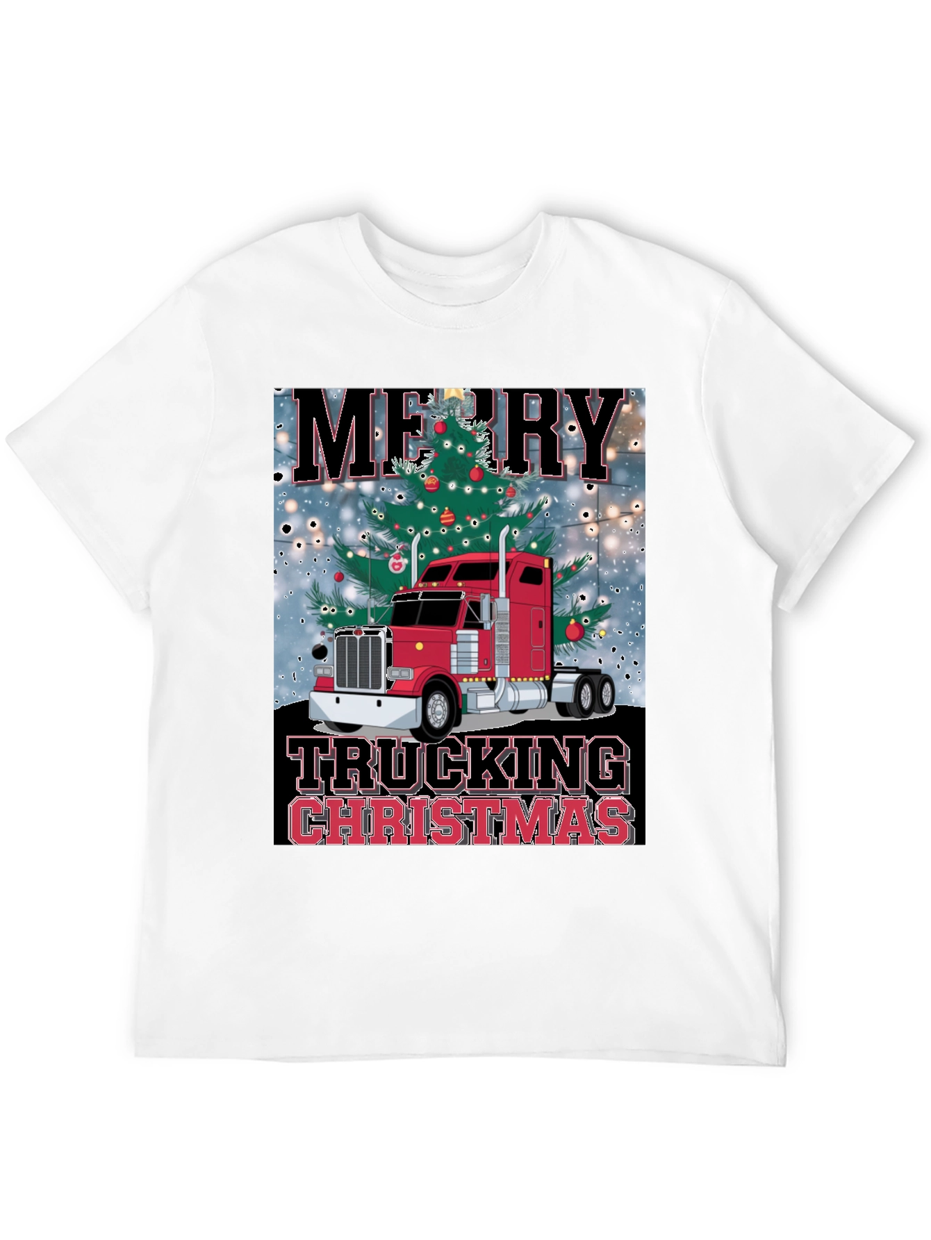 Merry Trucking Christmas Black T-Shirt
