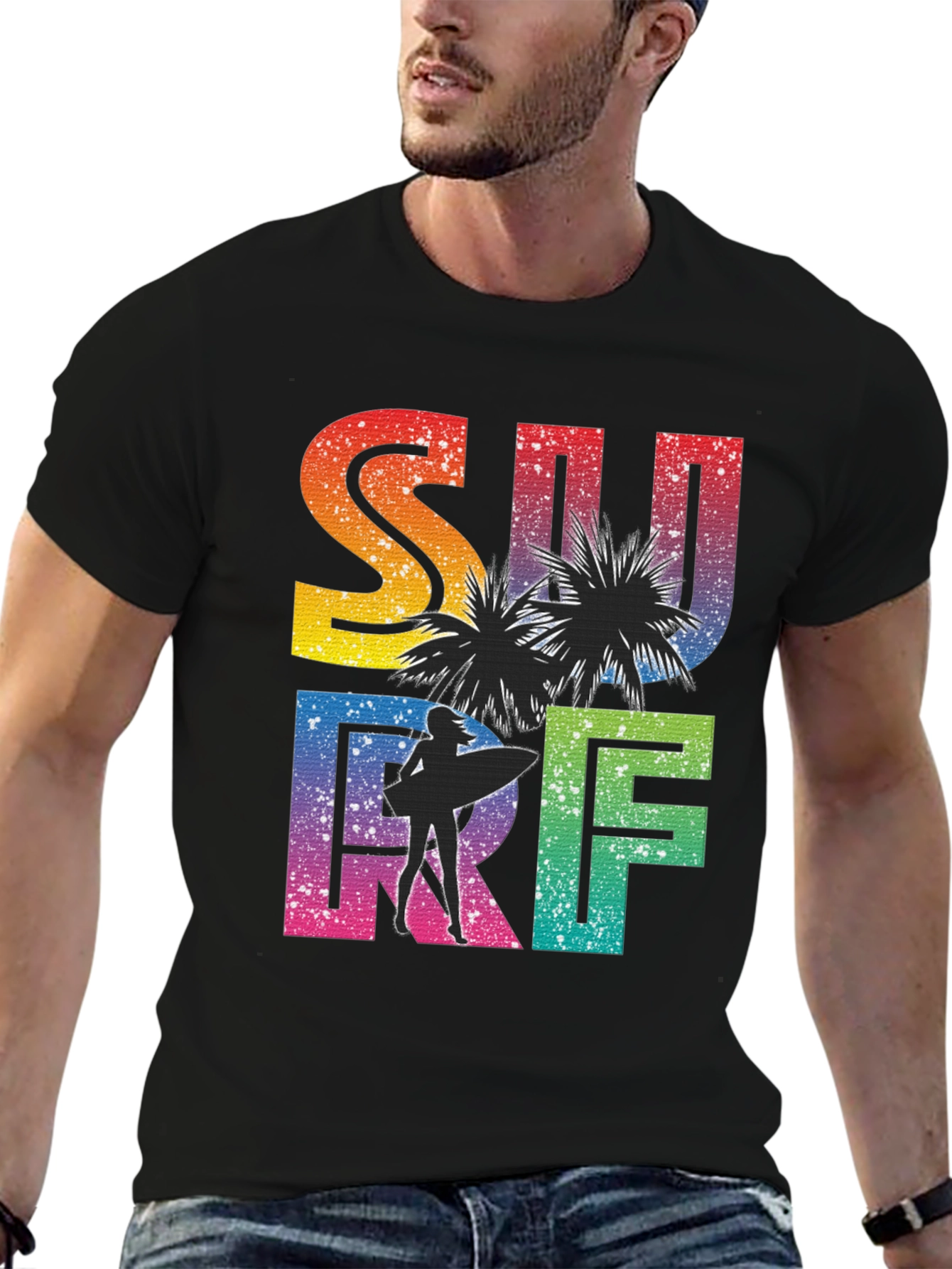 Colorful Surf Graphic T-Shirt