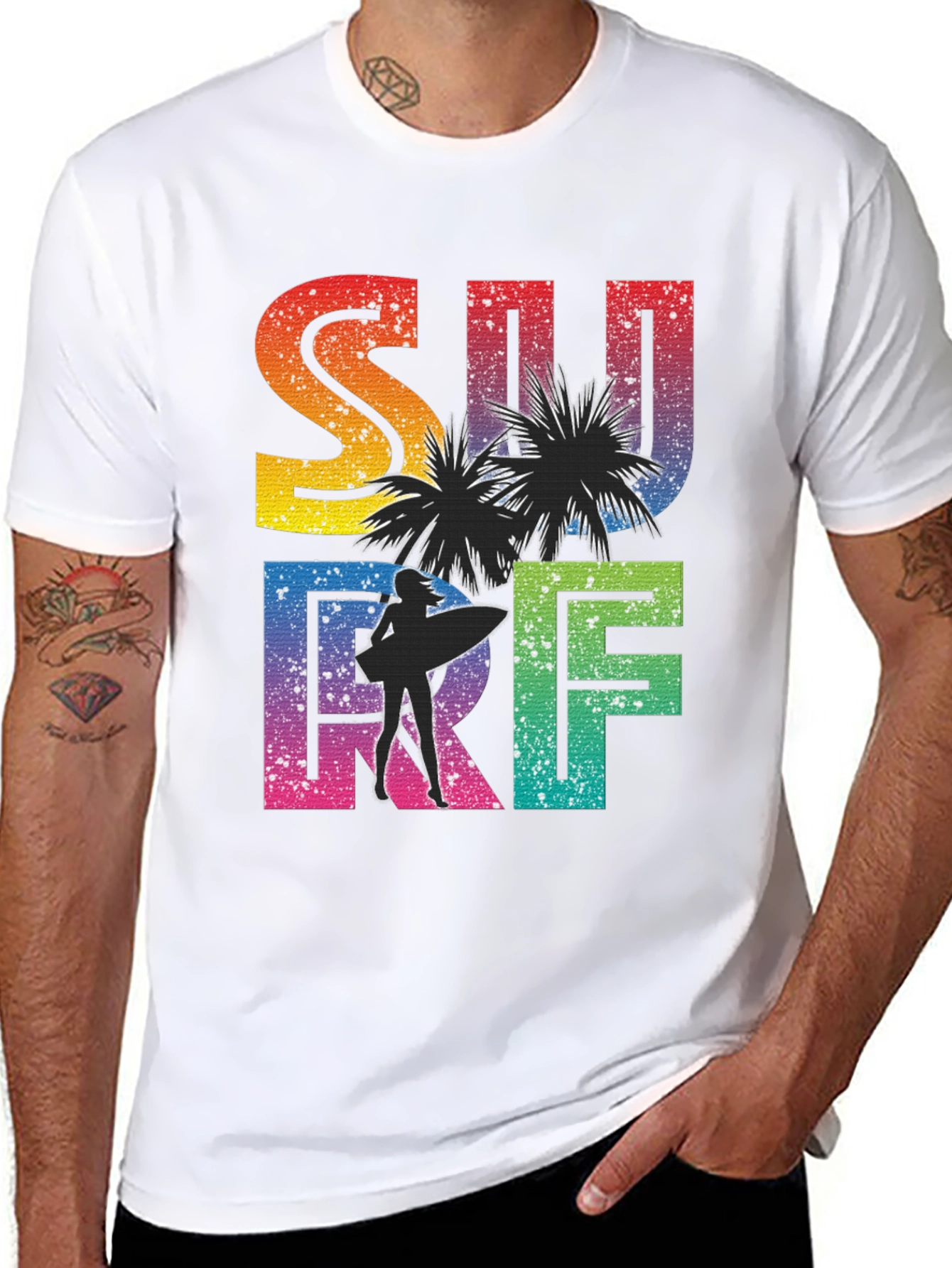 Colorful Surf Graphic T-Shirt