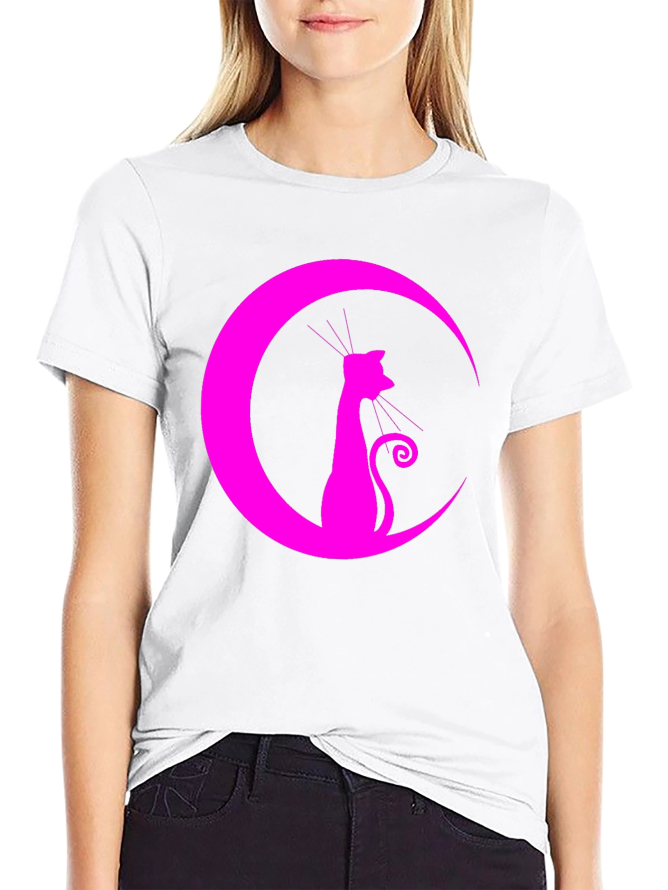 Black Cat Moon Graphic Tee - Stylish Unisex Shirt