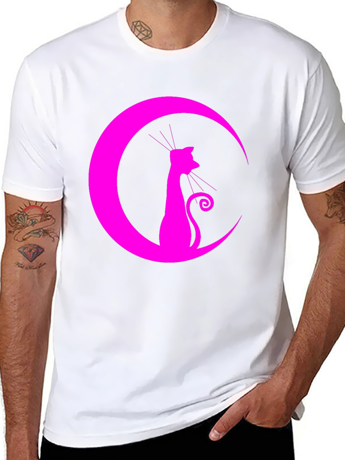 Black Cat Moon Graphic Tee - Stylish Unisex Shirt