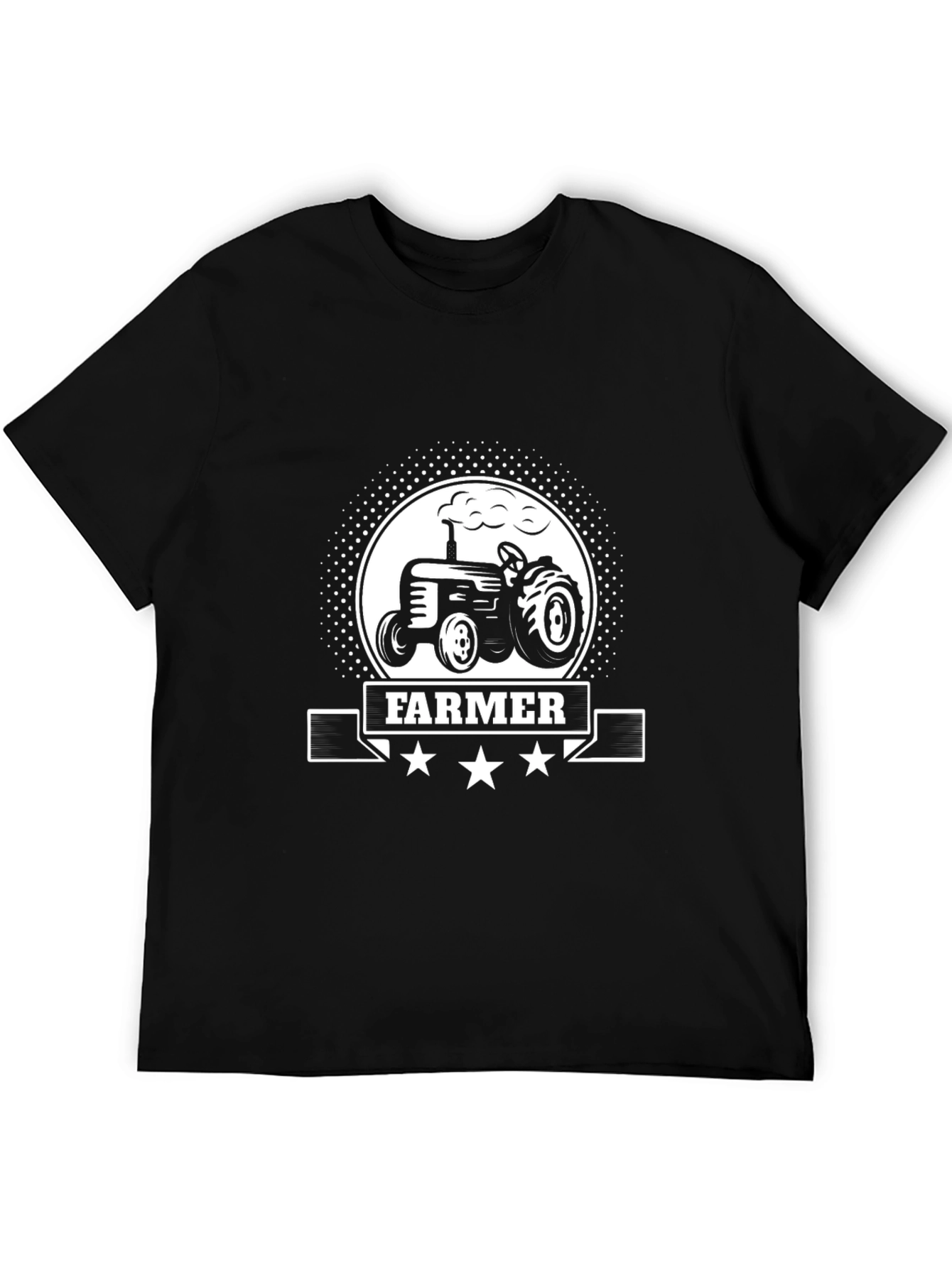 Farmer Tractor Graphic Tee - Black Cotton T-Shirt