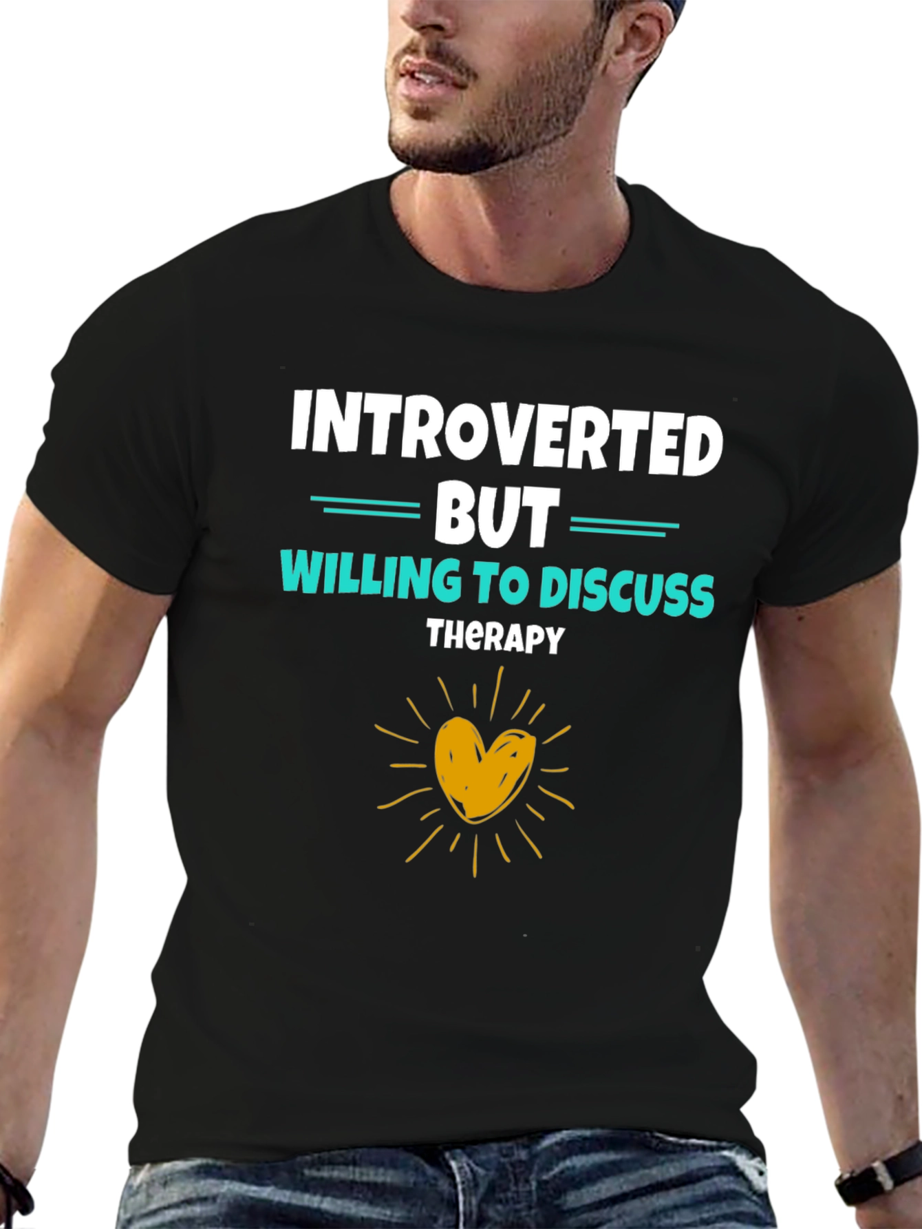 Introverted But Willing to Discuss Therapy Black T-Shirt