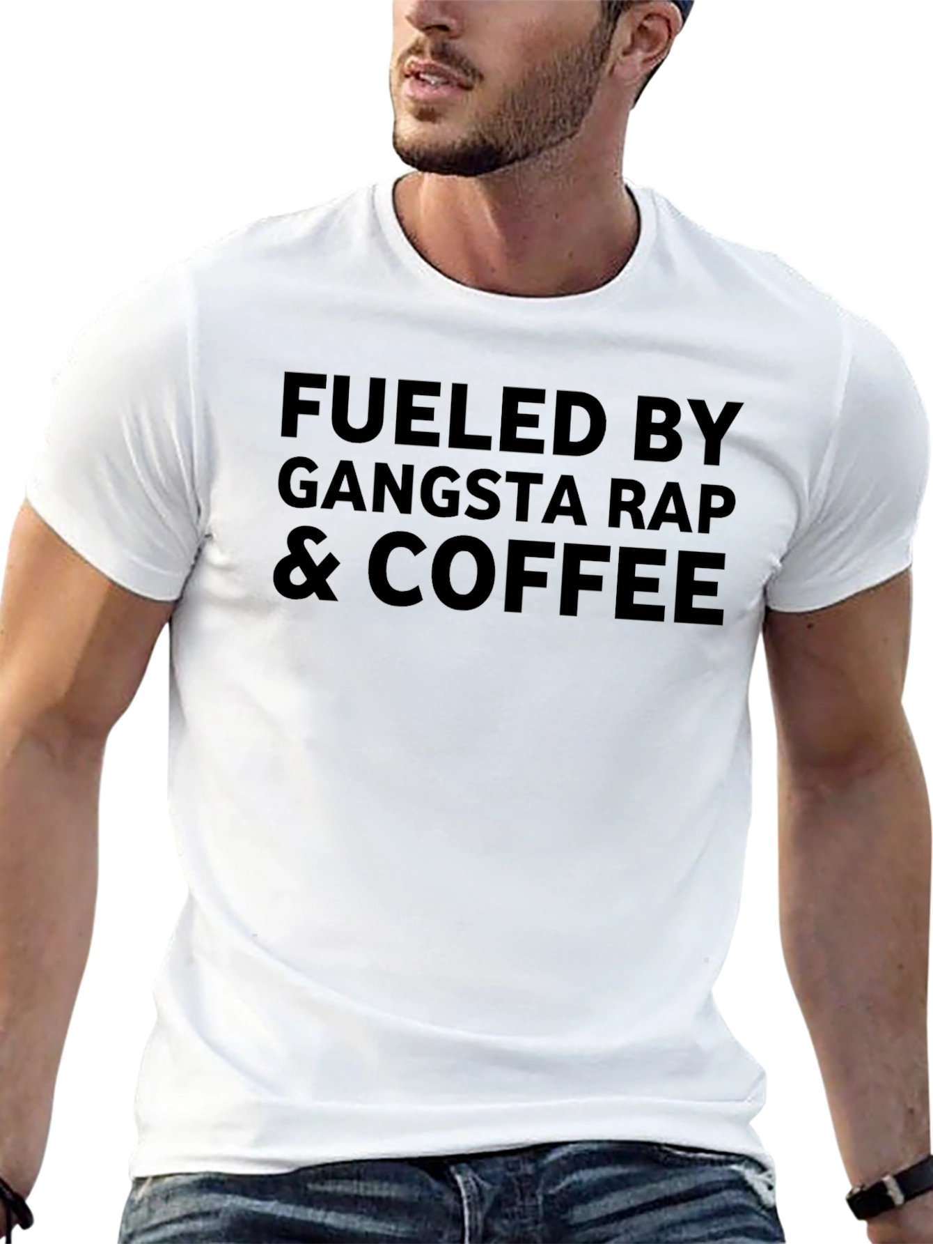 Fueled by Gangsta Rap & Coffee - Black T-Shirt