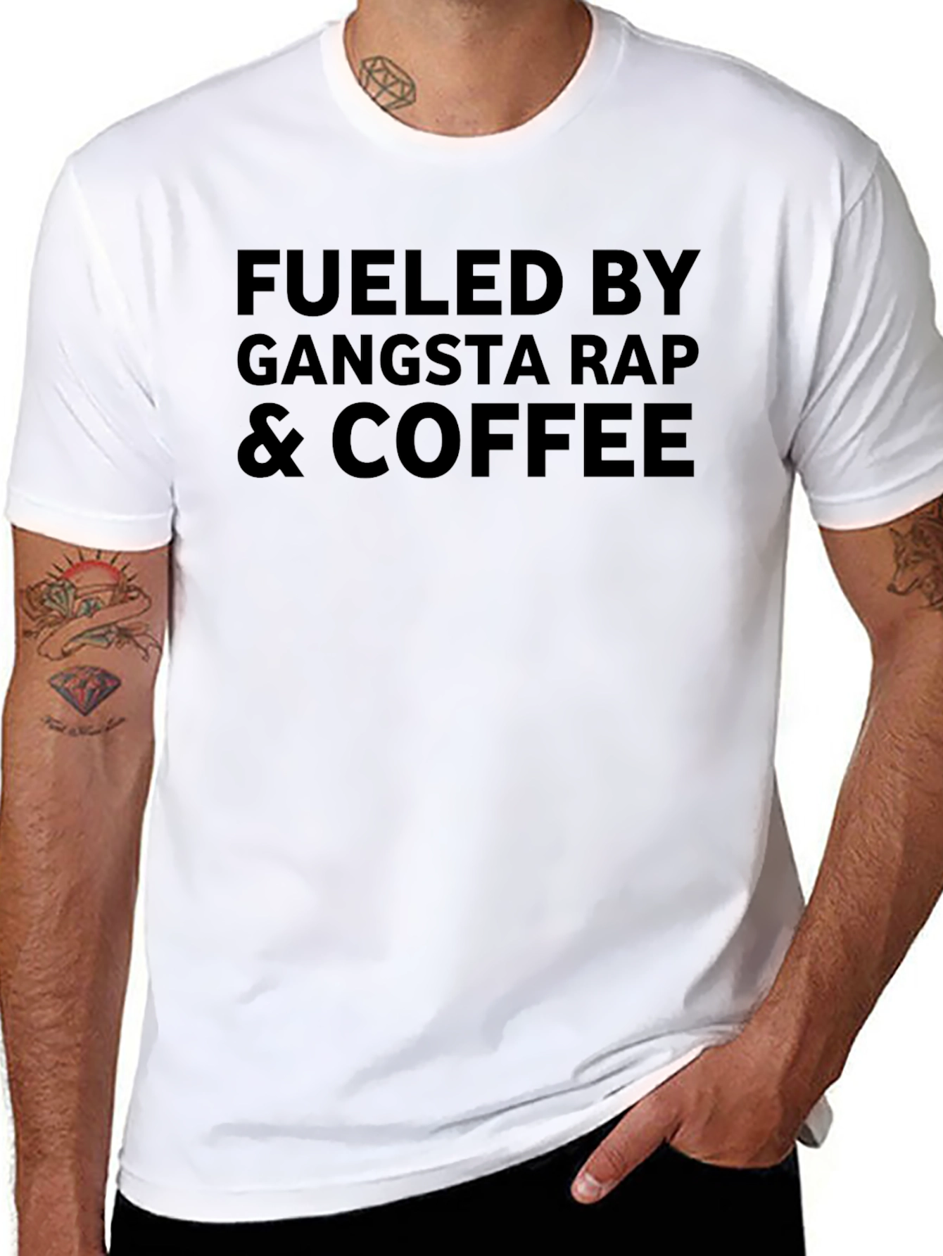 Fueled by Gangsta Rap & Coffee - Black T-Shirt