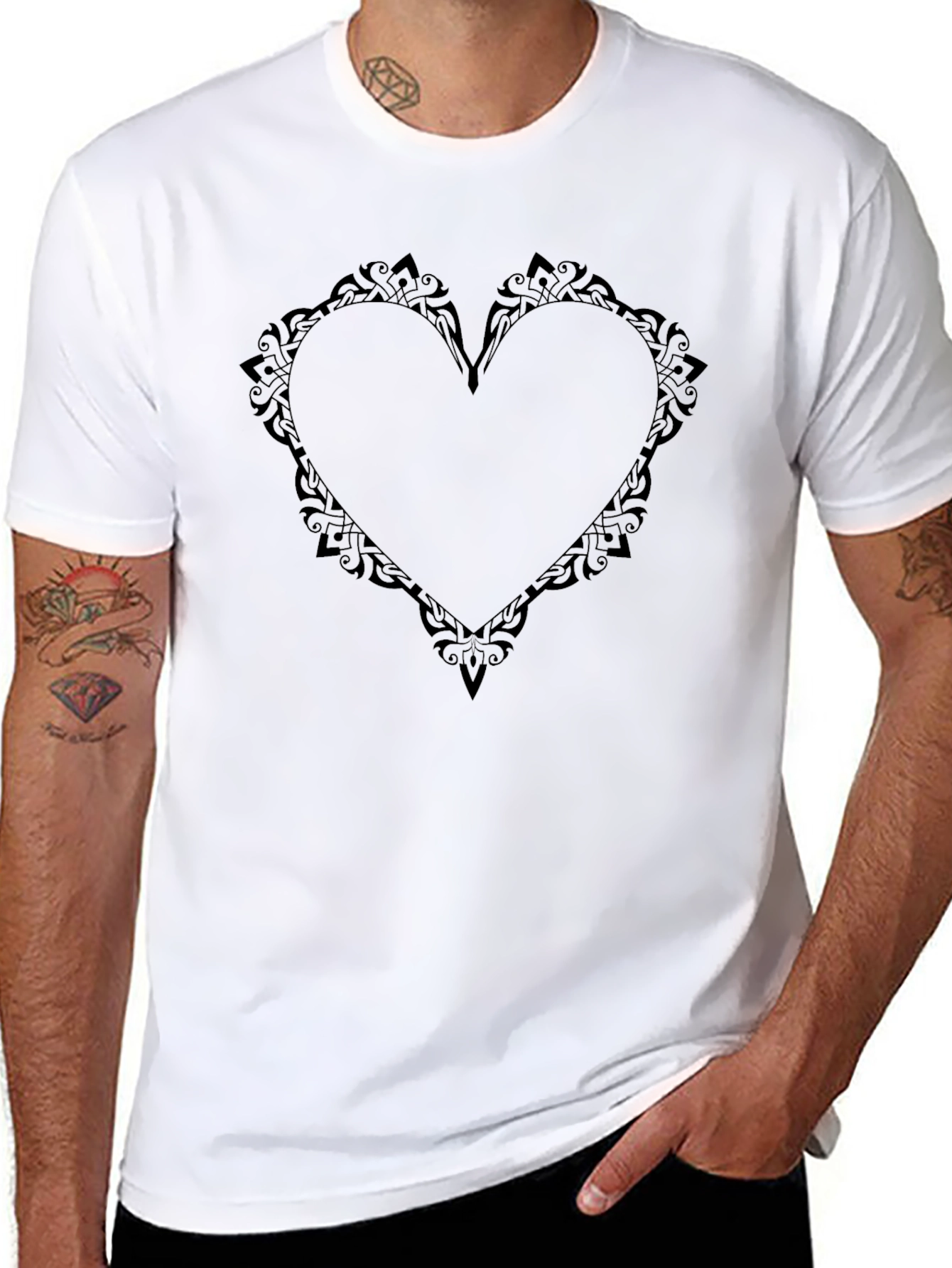 Heart Tattoo Graphic Tee - Stylish Black T-Shirt