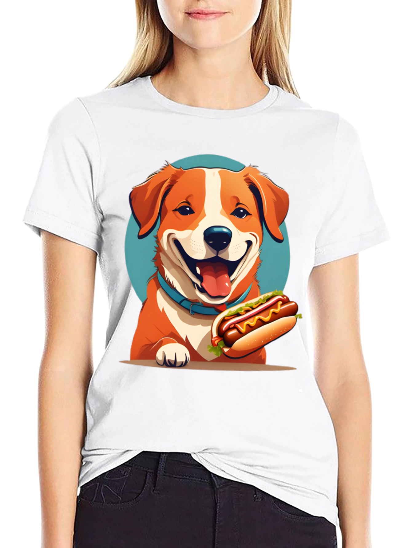 Dog & Hotdog Black T-Shirt - Cute Graphic Tee