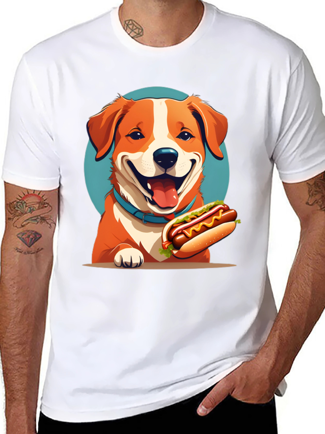 Dog & Hotdog Black T-Shirt - Cute Graphic Tee