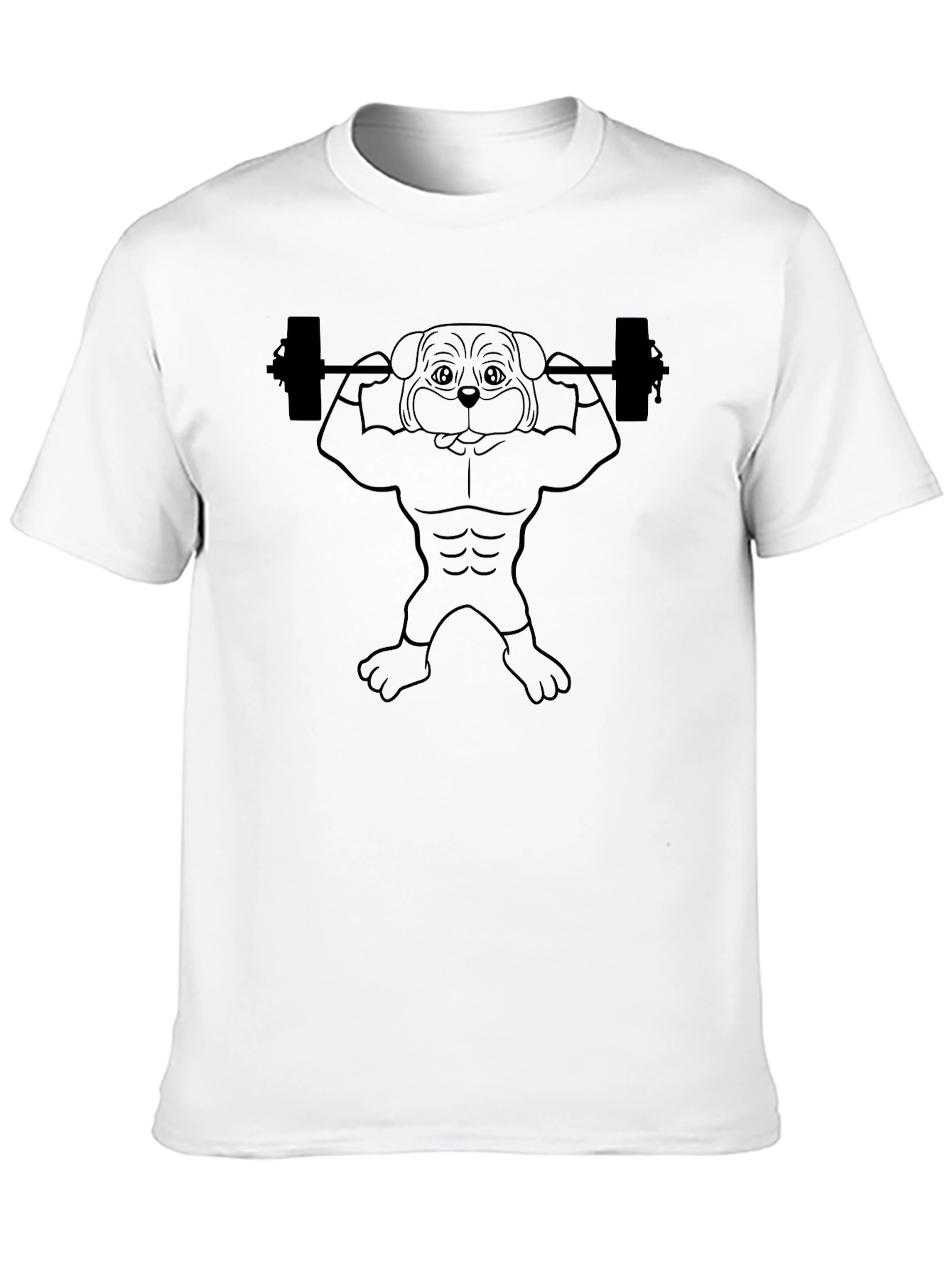 Funny Dog Lifting Weights Graphic T-Shirt