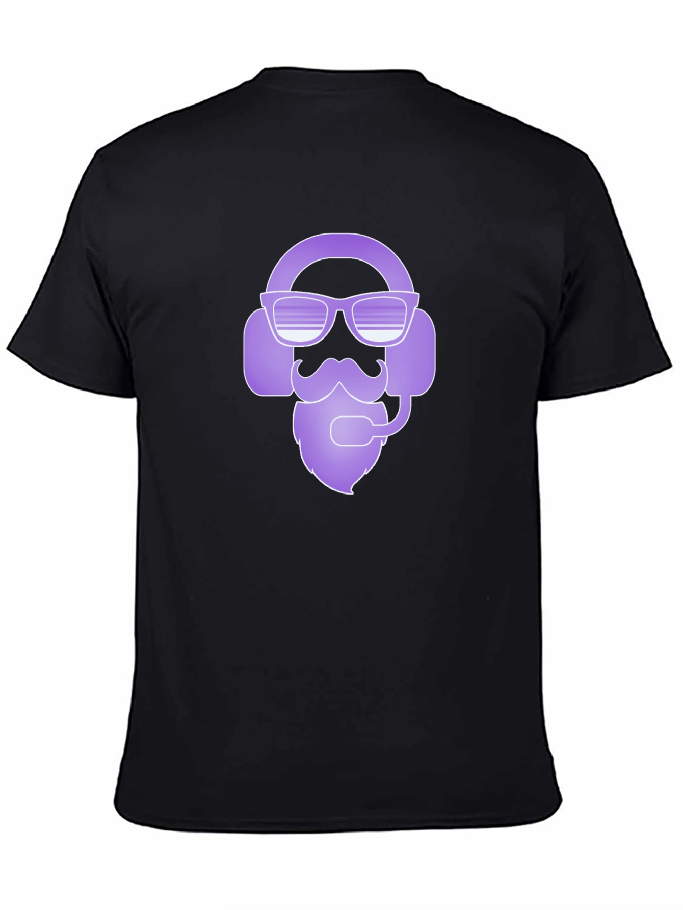 Cool Gamer Headset Beard Graphic Tee - Black
