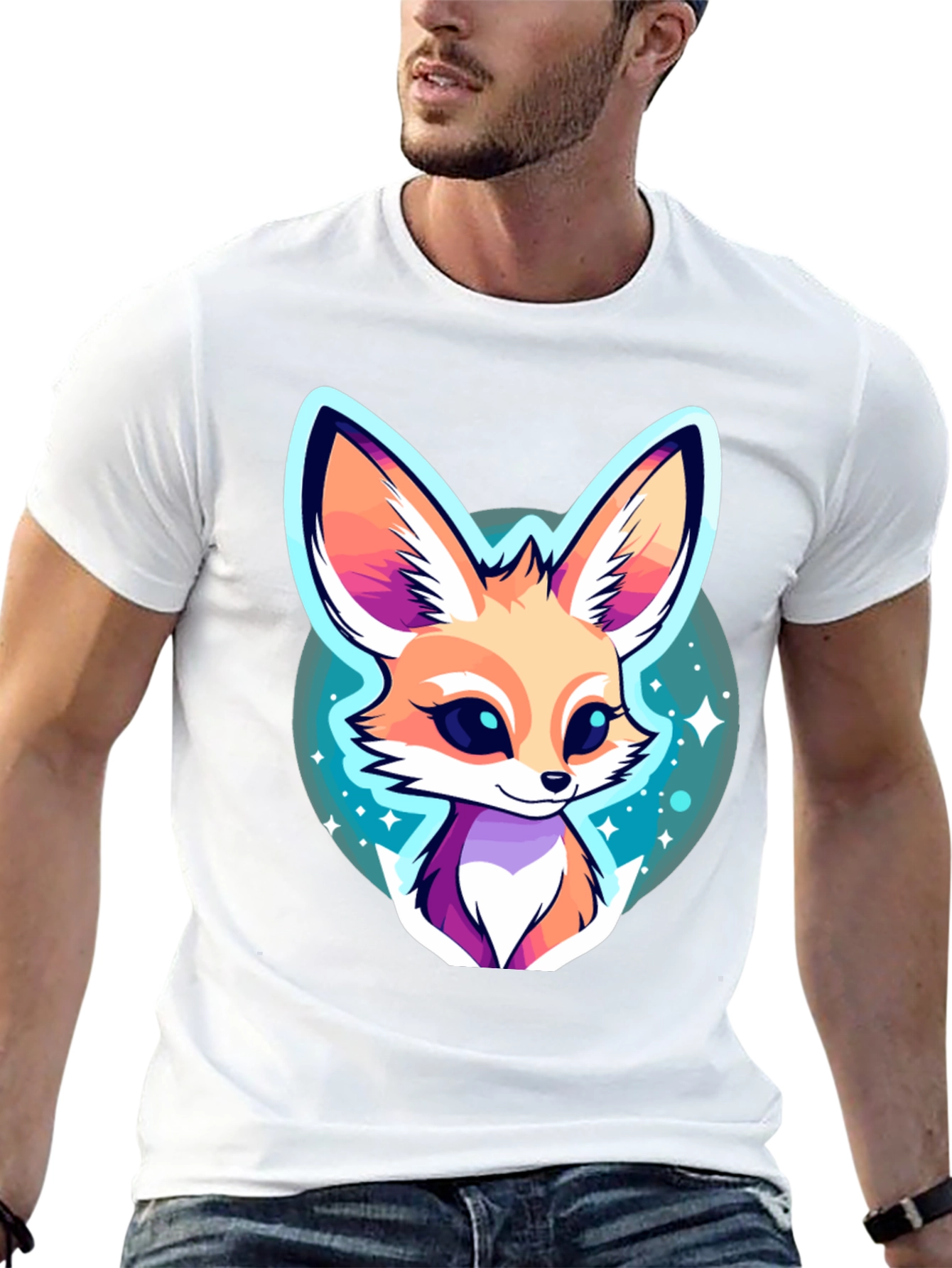 Cute Fennec Fox Graphic Tee - Unisex Black T-Shirt