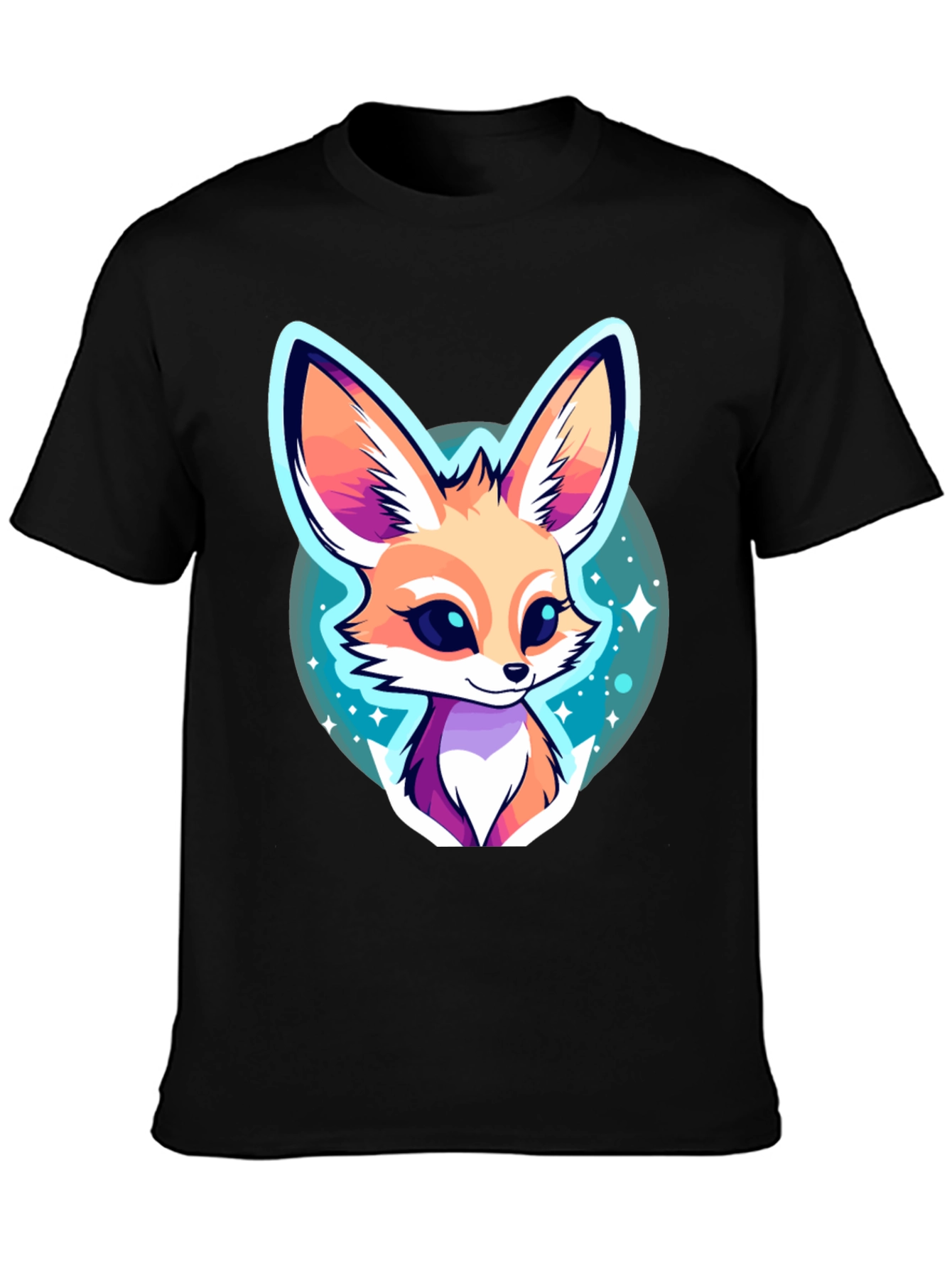 Cute Fennec Fox Graphic Tee - Unisex Black T-Shirt