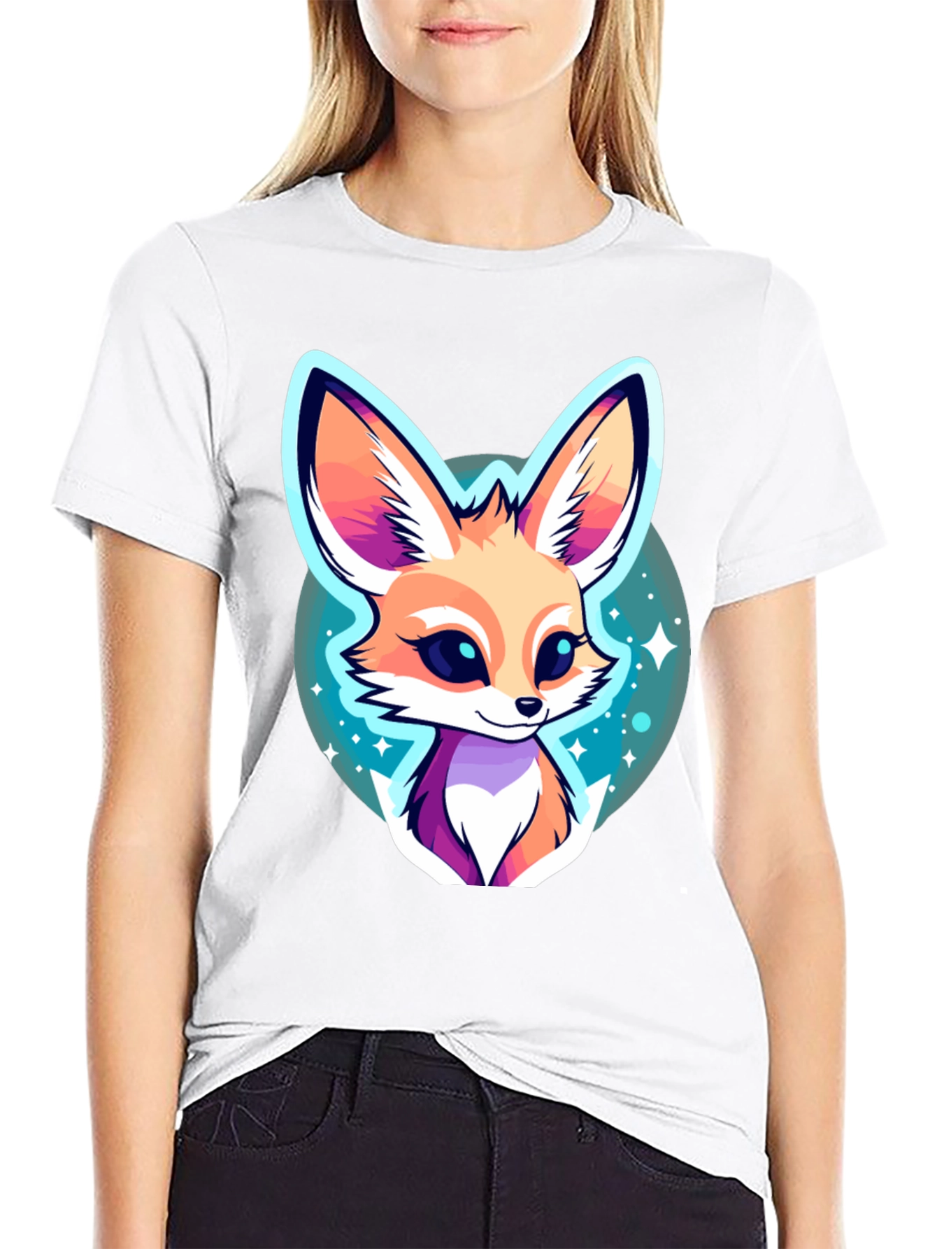 Cute Fennec Fox Graphic Tee - Unisex Black T-Shirt