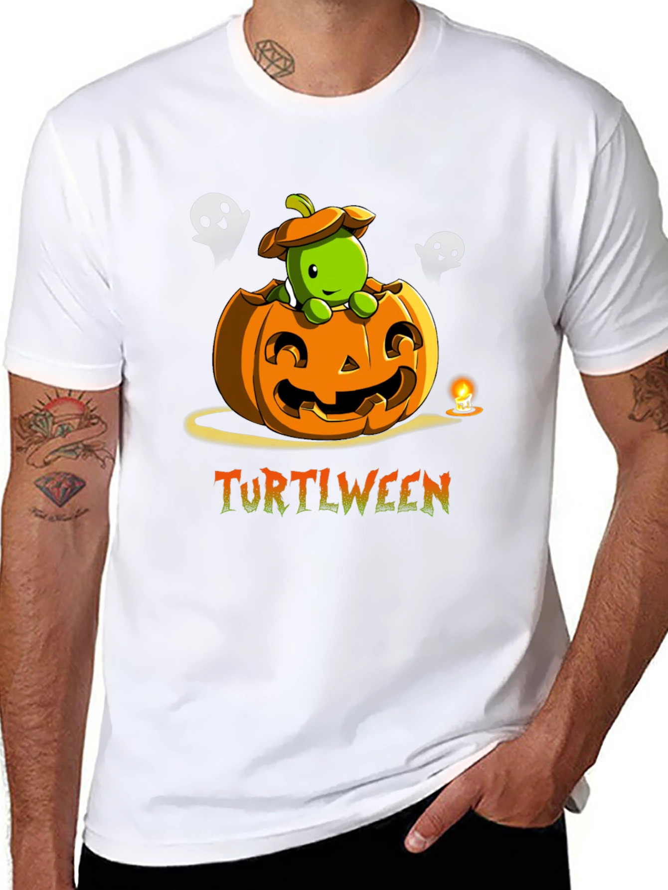 Turtlween Black T-Shirt - Halloween Turtle Pumpkin Design