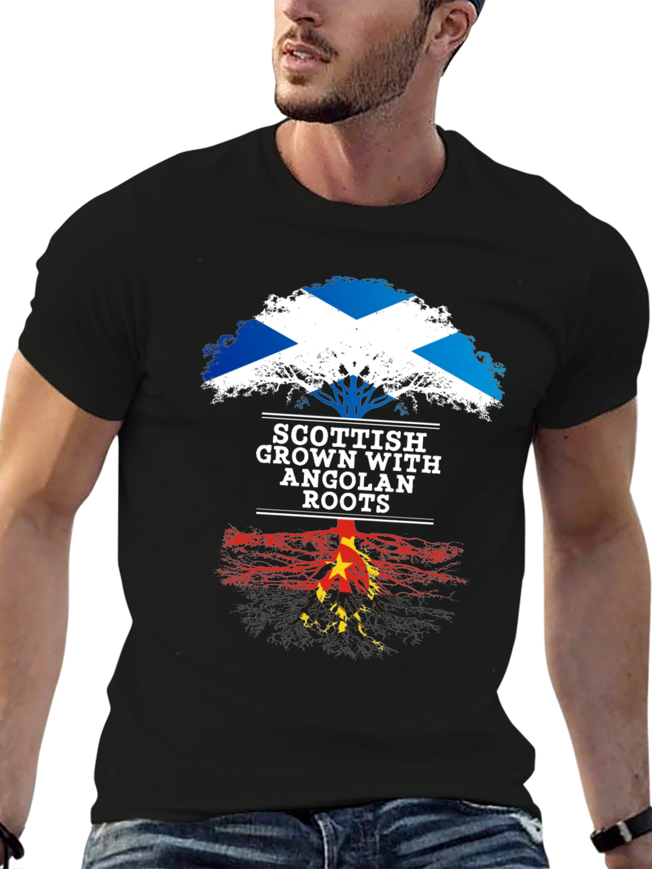 Scottish Grown with Angolan Roots Black T-Shirt