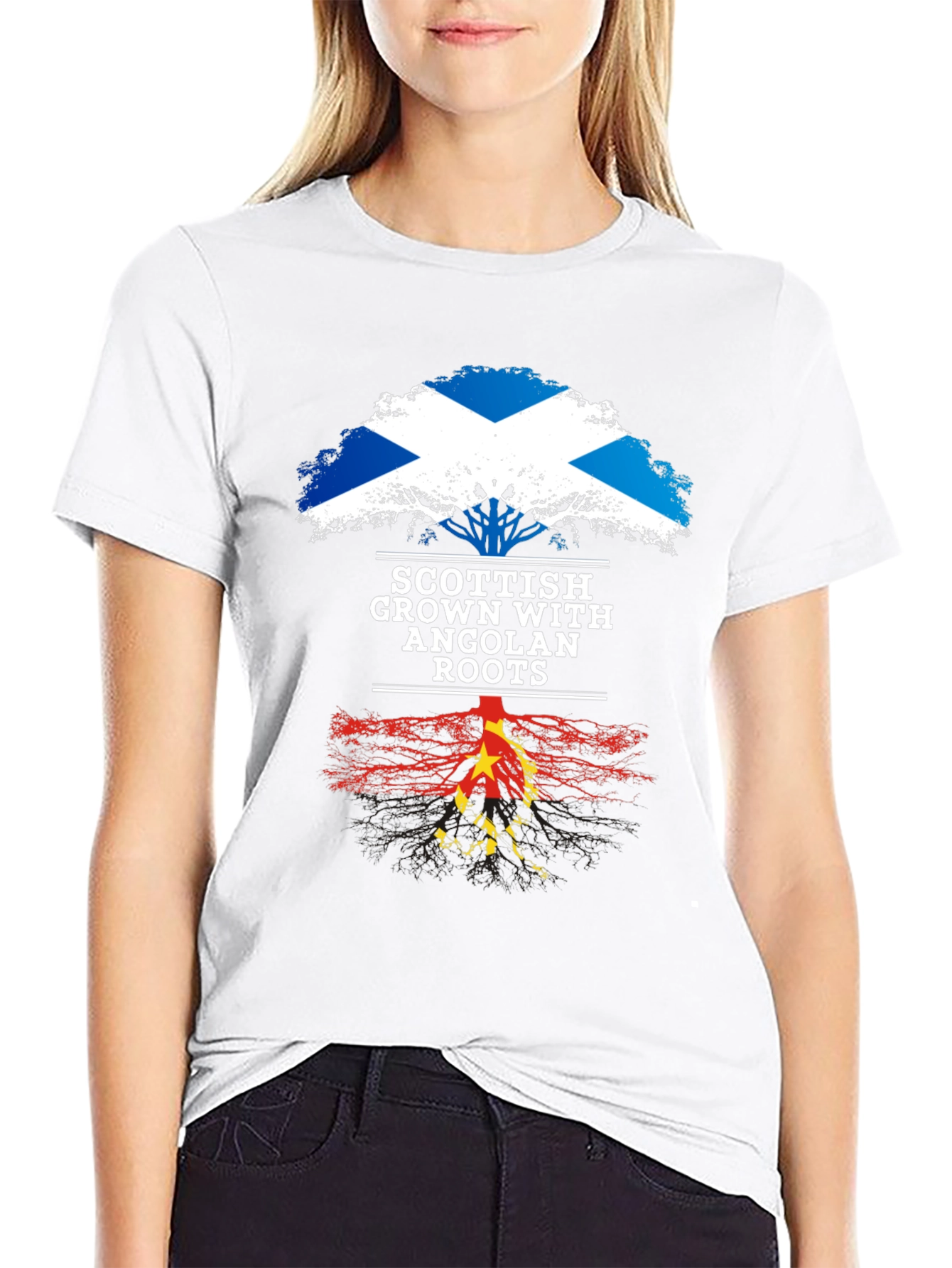Scottish Grown with Angolan Roots Black T-Shirt