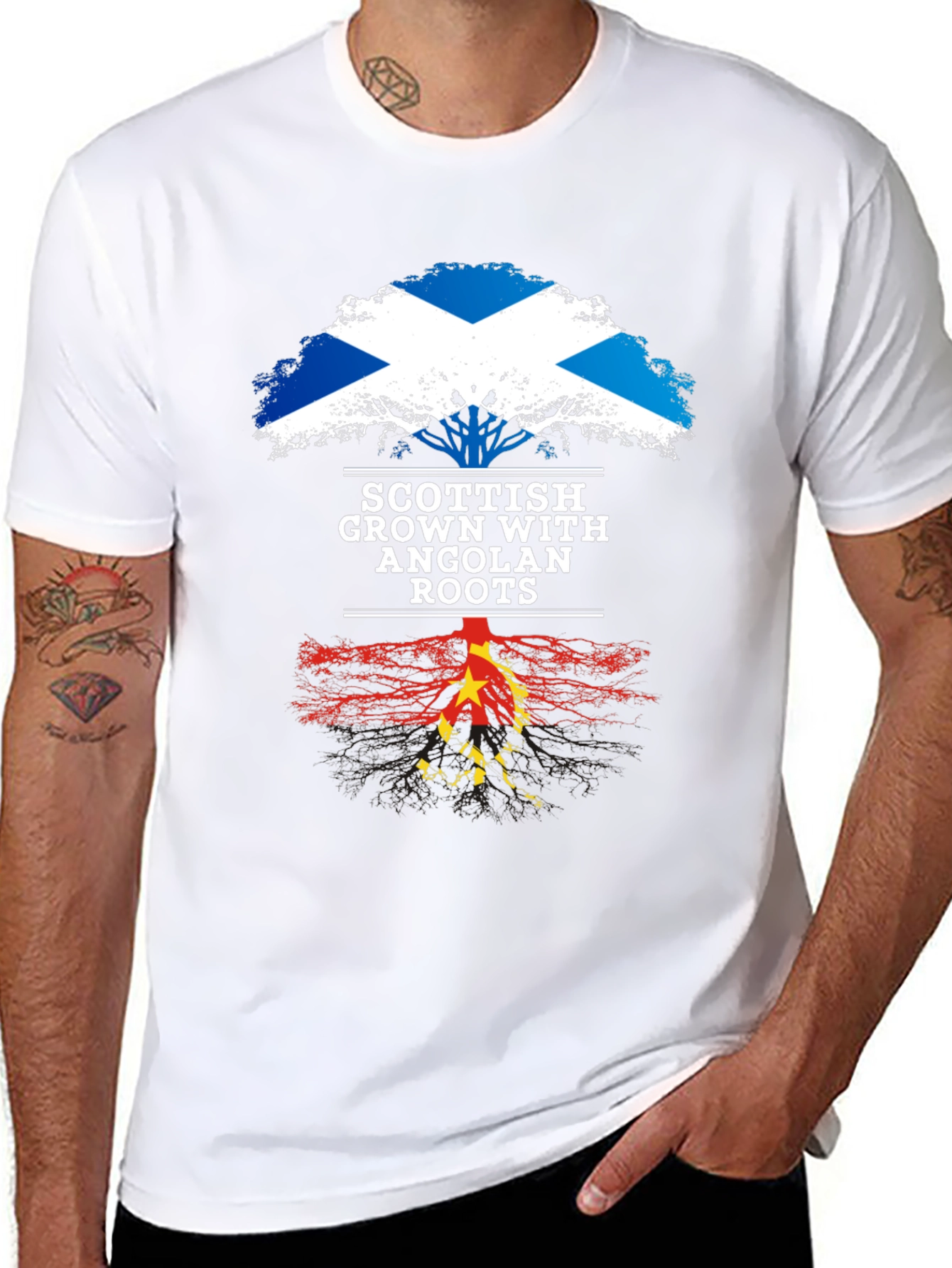 Scottish Grown with Angolan Roots Black T-Shirt
