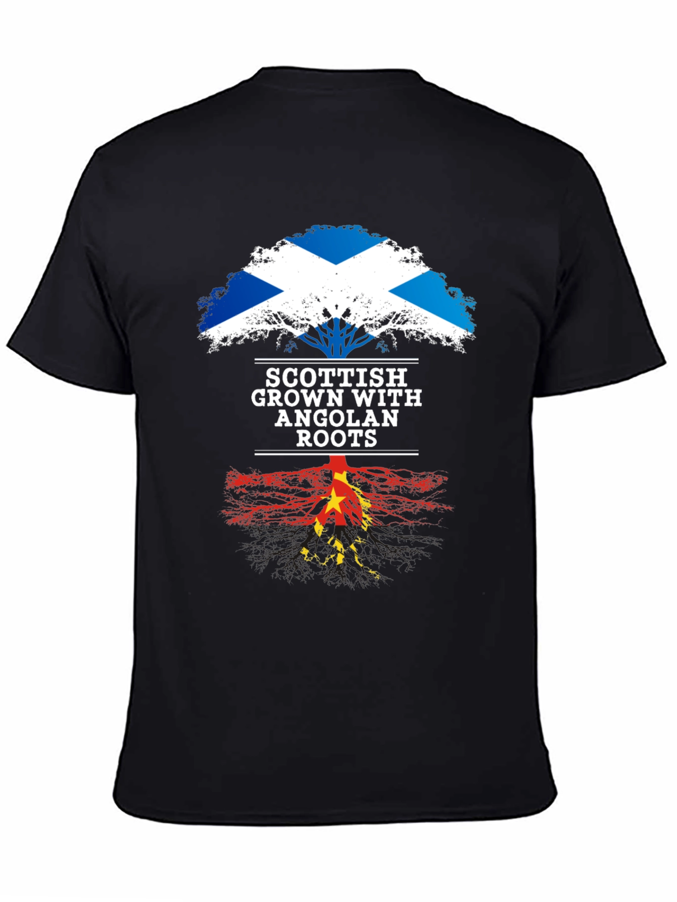 Scottish Grown with Angolan Roots Black T-Shirt