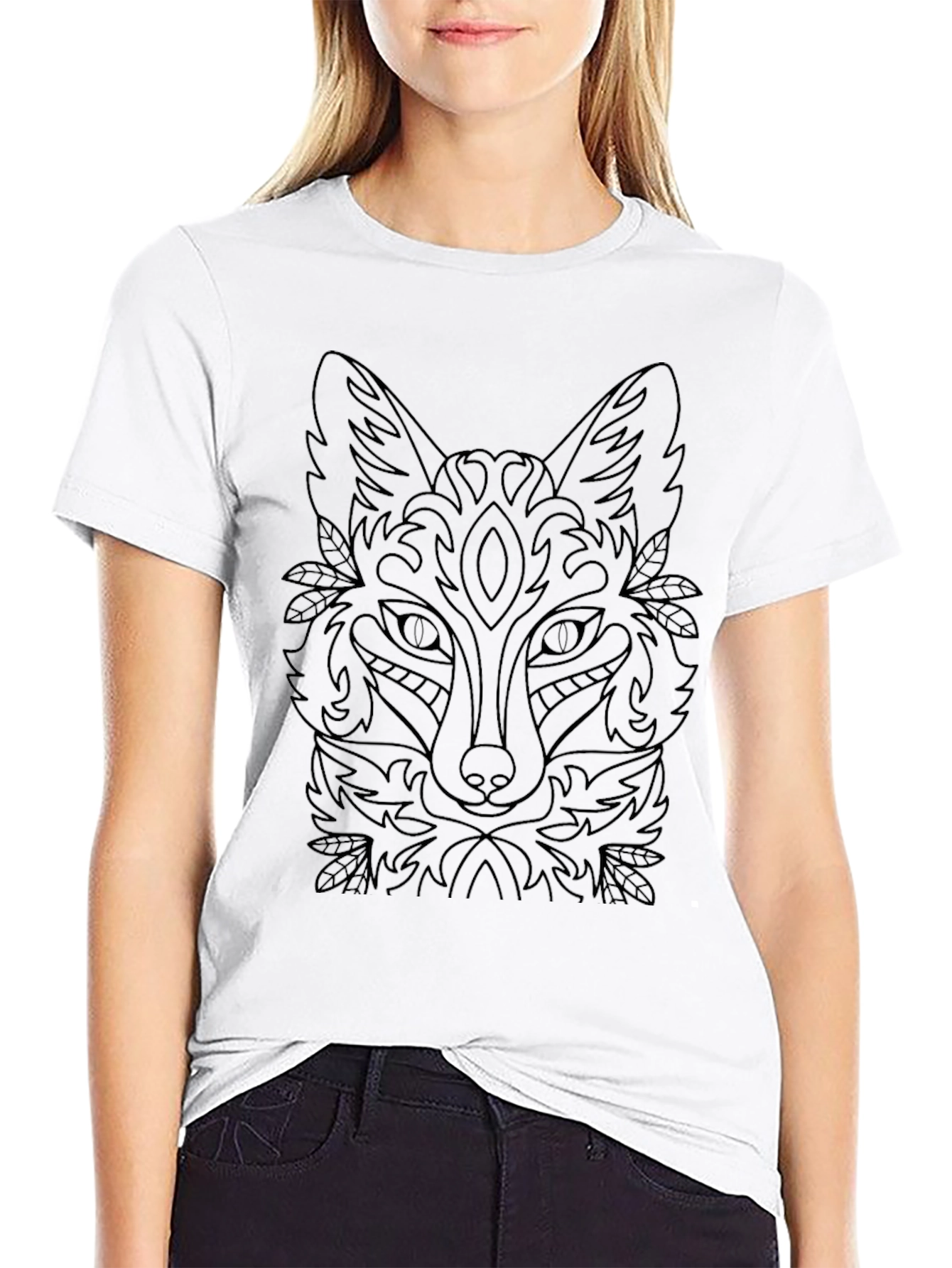 Stylized Fox Head Black T-Shirt