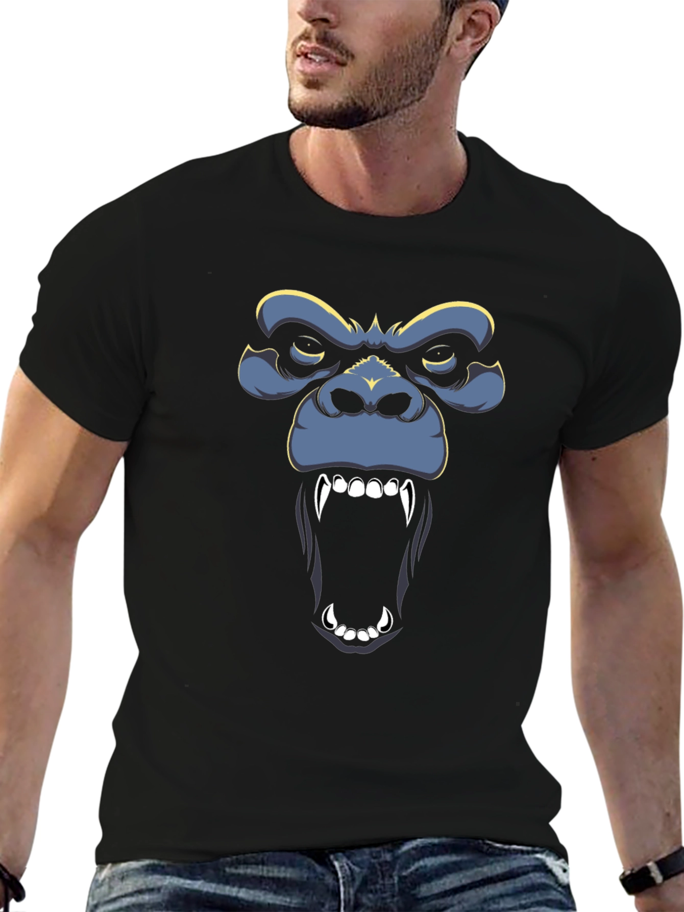 Graphic Gorilla Face Black T-Shirt