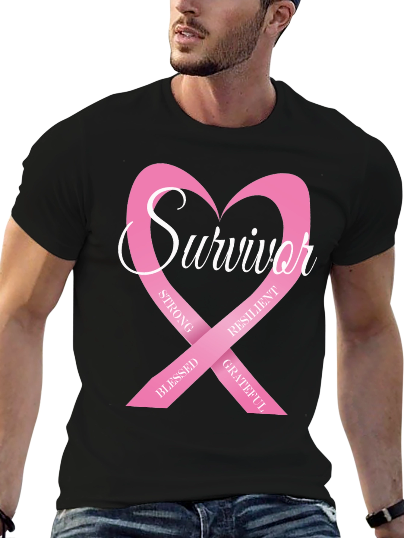 Survivor Breast Cancer Awareness Ribbon T-Shirt