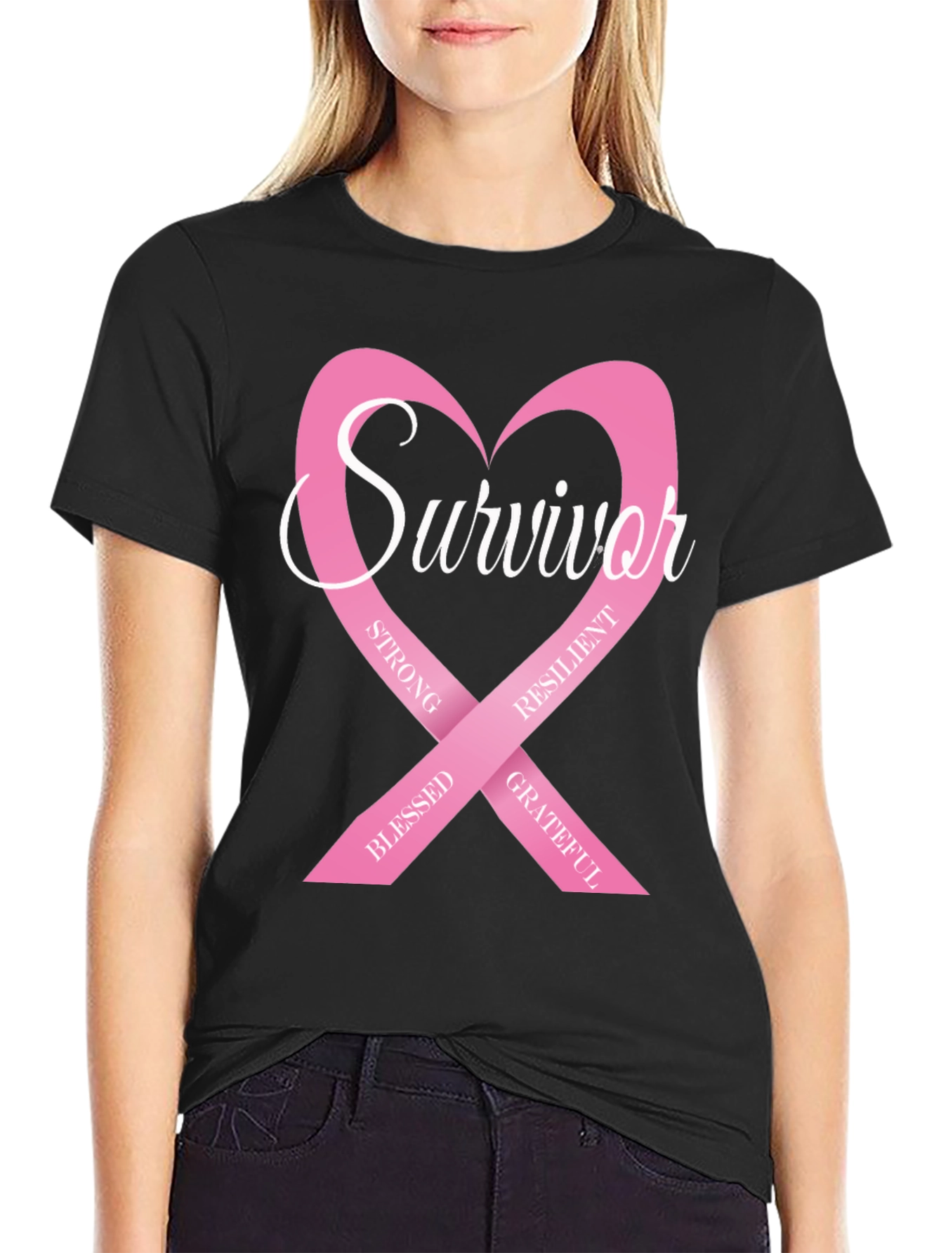 Survivor Breast Cancer Awareness Ribbon T-Shirt