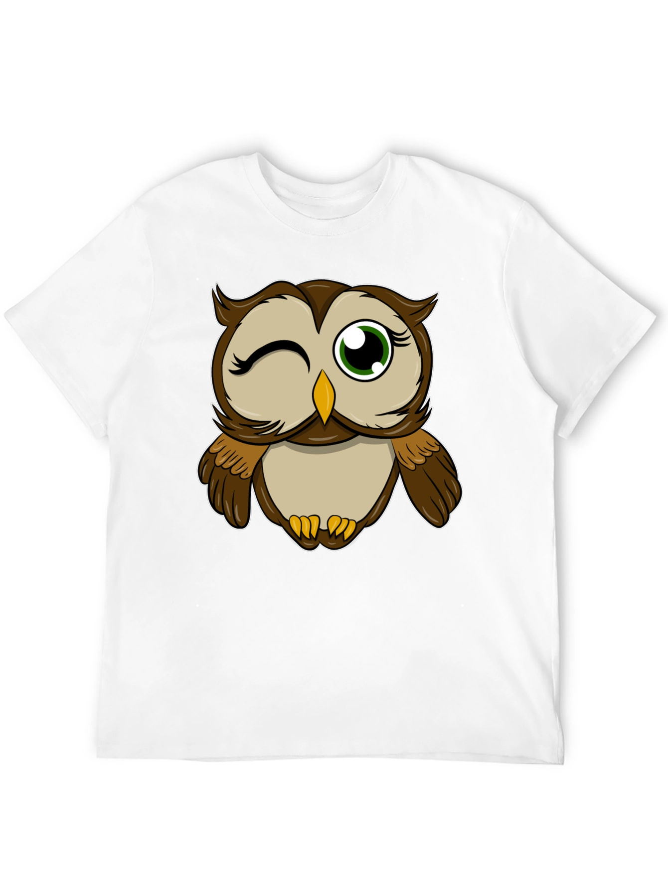 Winking Owl Graphic Tee - Black Cotton T-Shirt