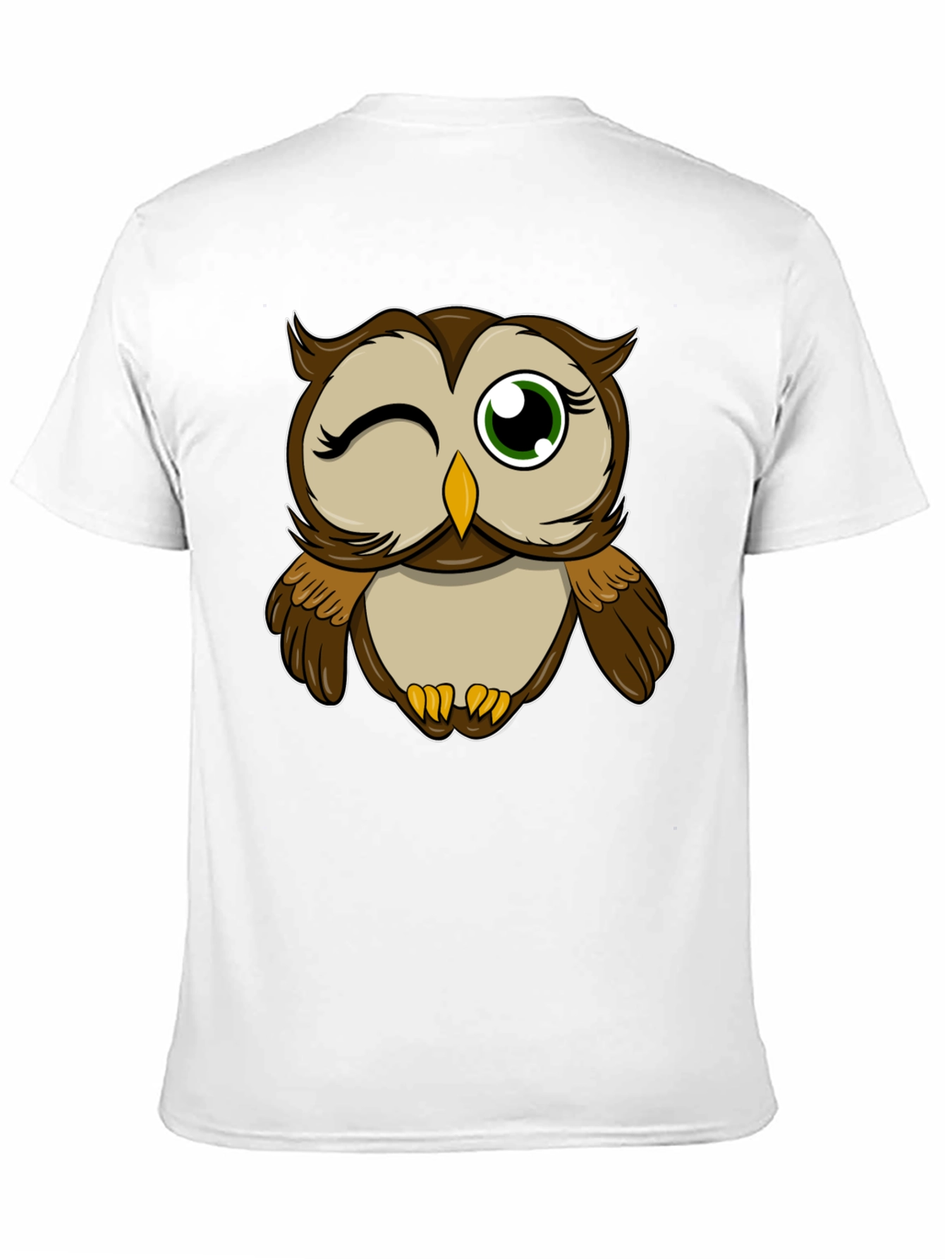 Winking Owl Graphic Tee - Black Cotton T-Shirt