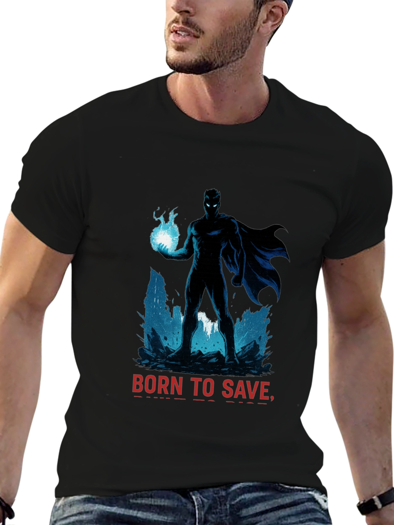Born to Save Superhero T-Shirt - Black