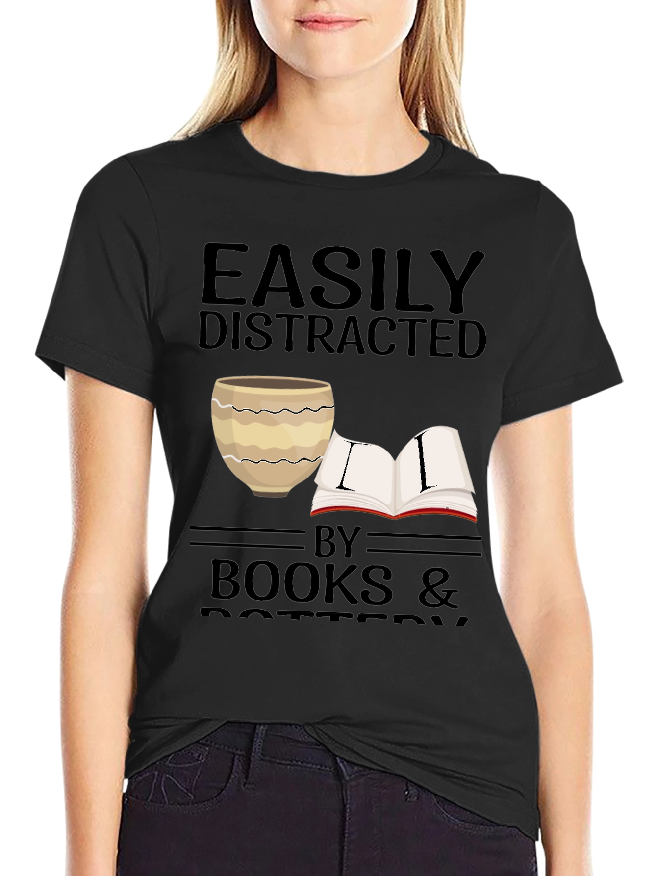 Easily Distracted by Books & Pottery T-Shirt