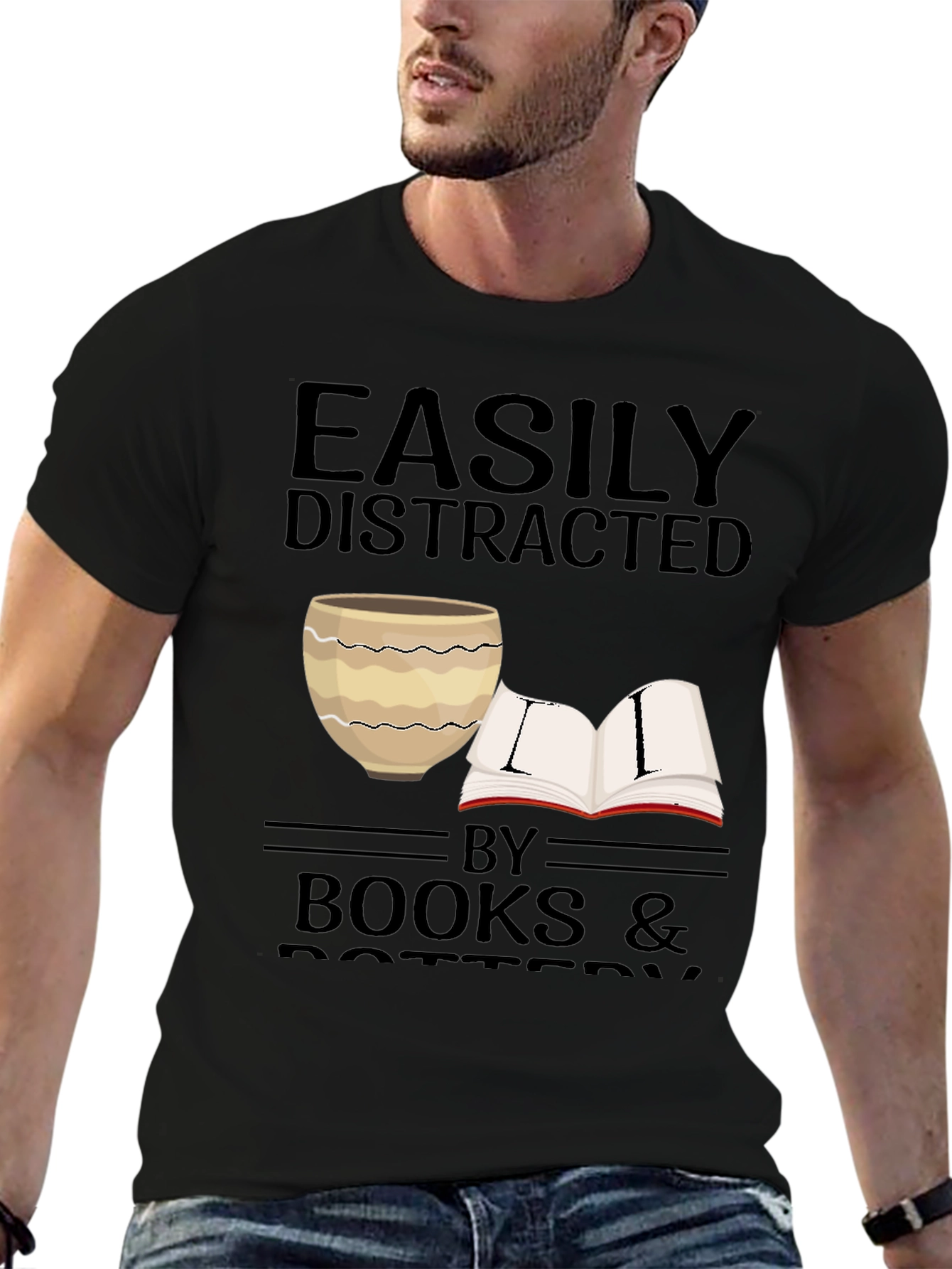 Easily Distracted by Books & Pottery T-Shirt