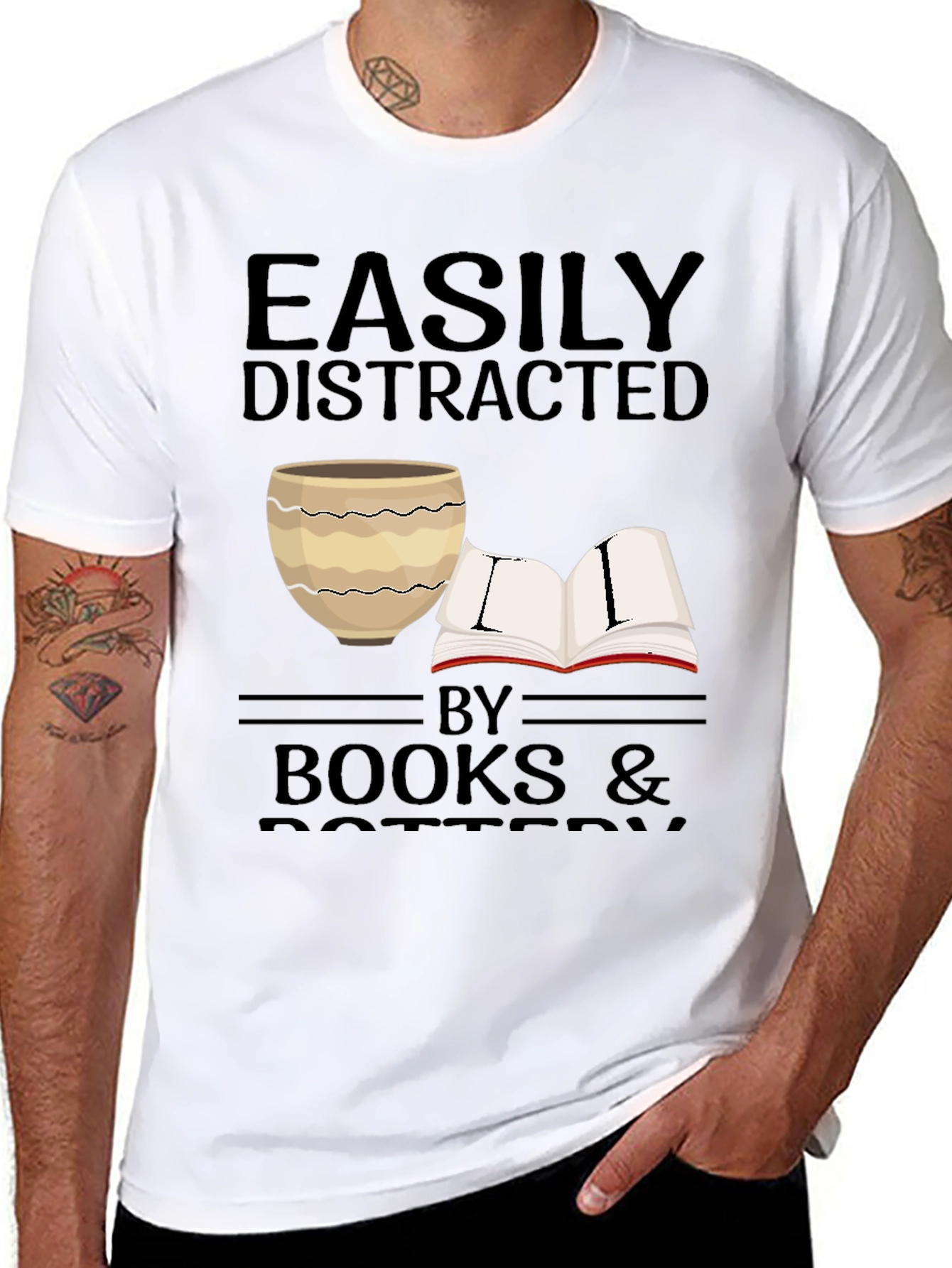 Easily Distracted by Books & Pottery T-Shirt
