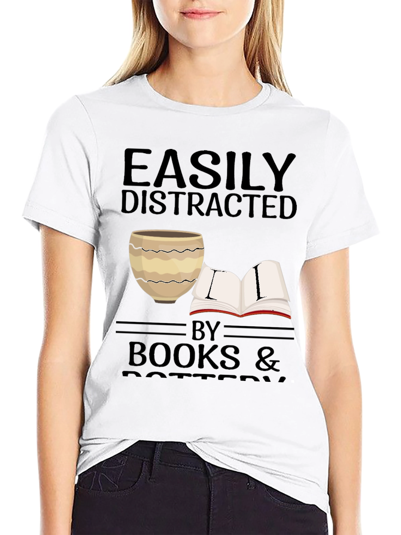 Easily Distracted by Books & Pottery T-Shirt