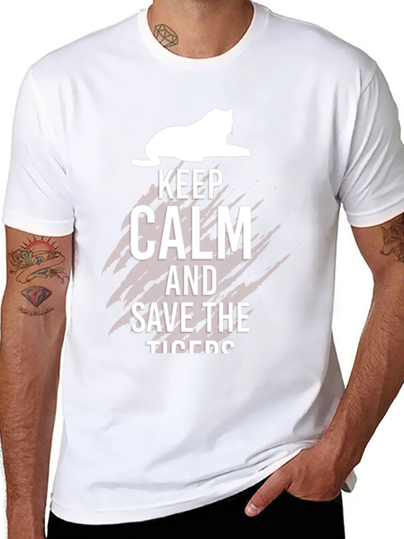 Keep Calm Save Tigers Black T-Shirt