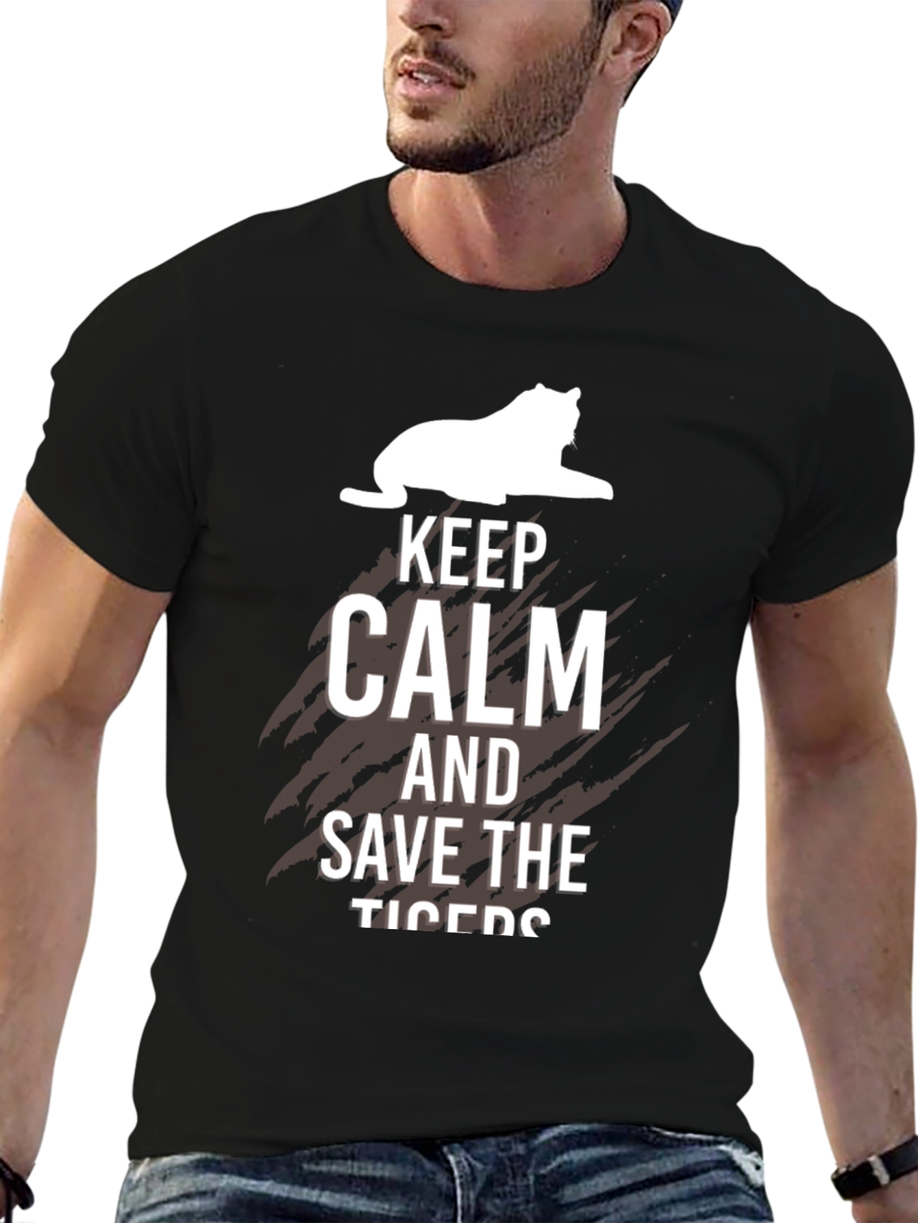 Keep Calm Save Tigers Black T-Shirt