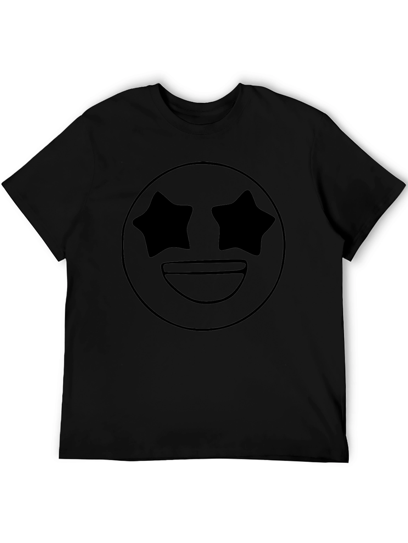 Star Eyes Emoji Black T-Shirt