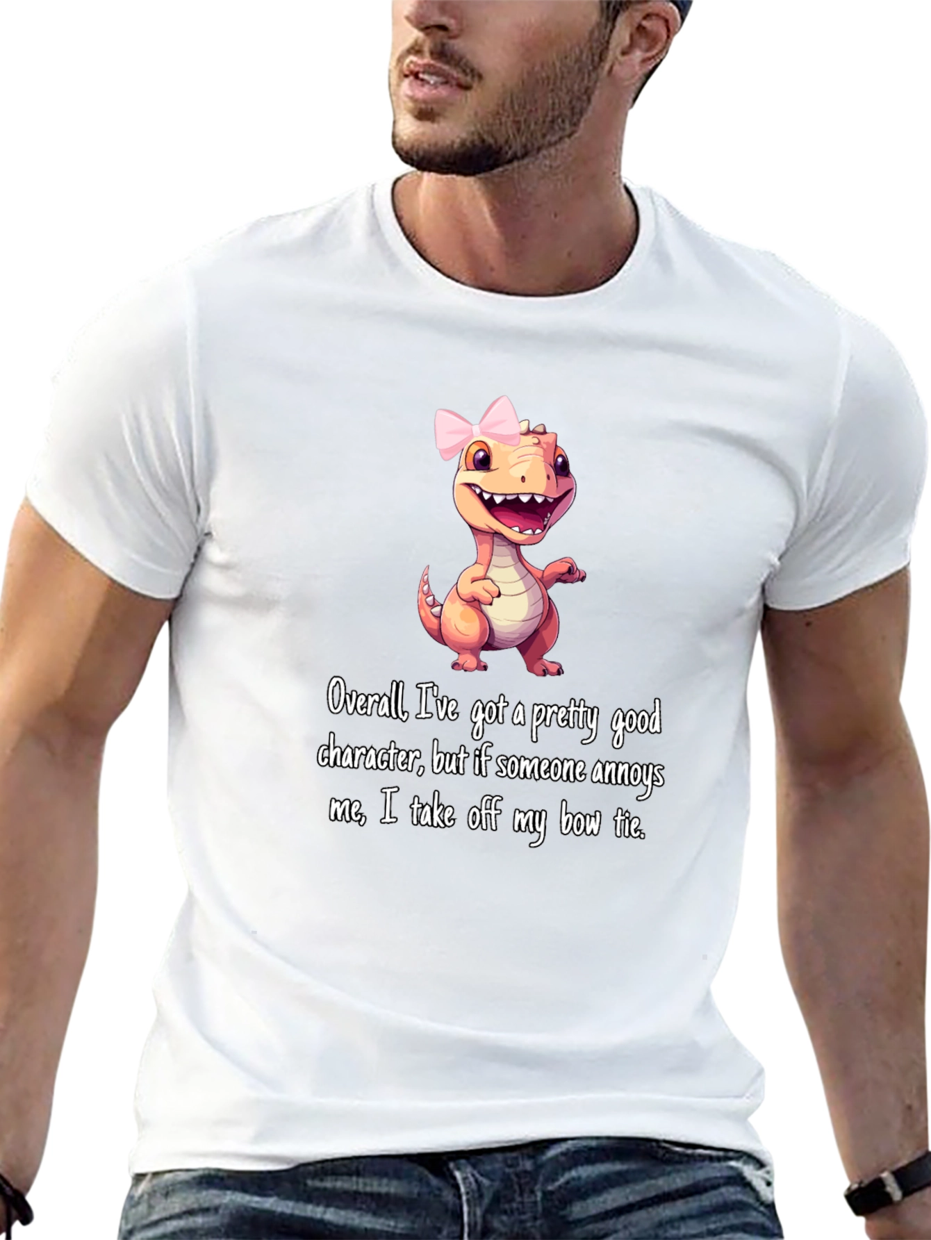 Dino Bow Tie T-Shirt: Good Character But...