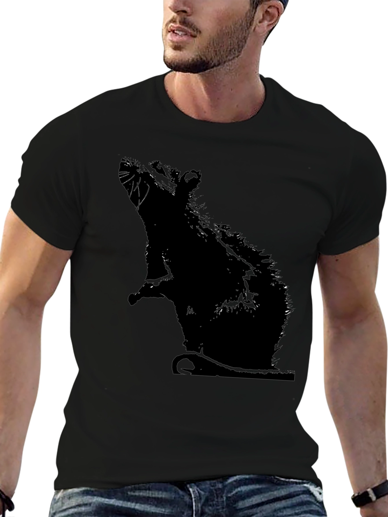 Rat Silhouette Graphic Tee - Classic Black T-Shirt