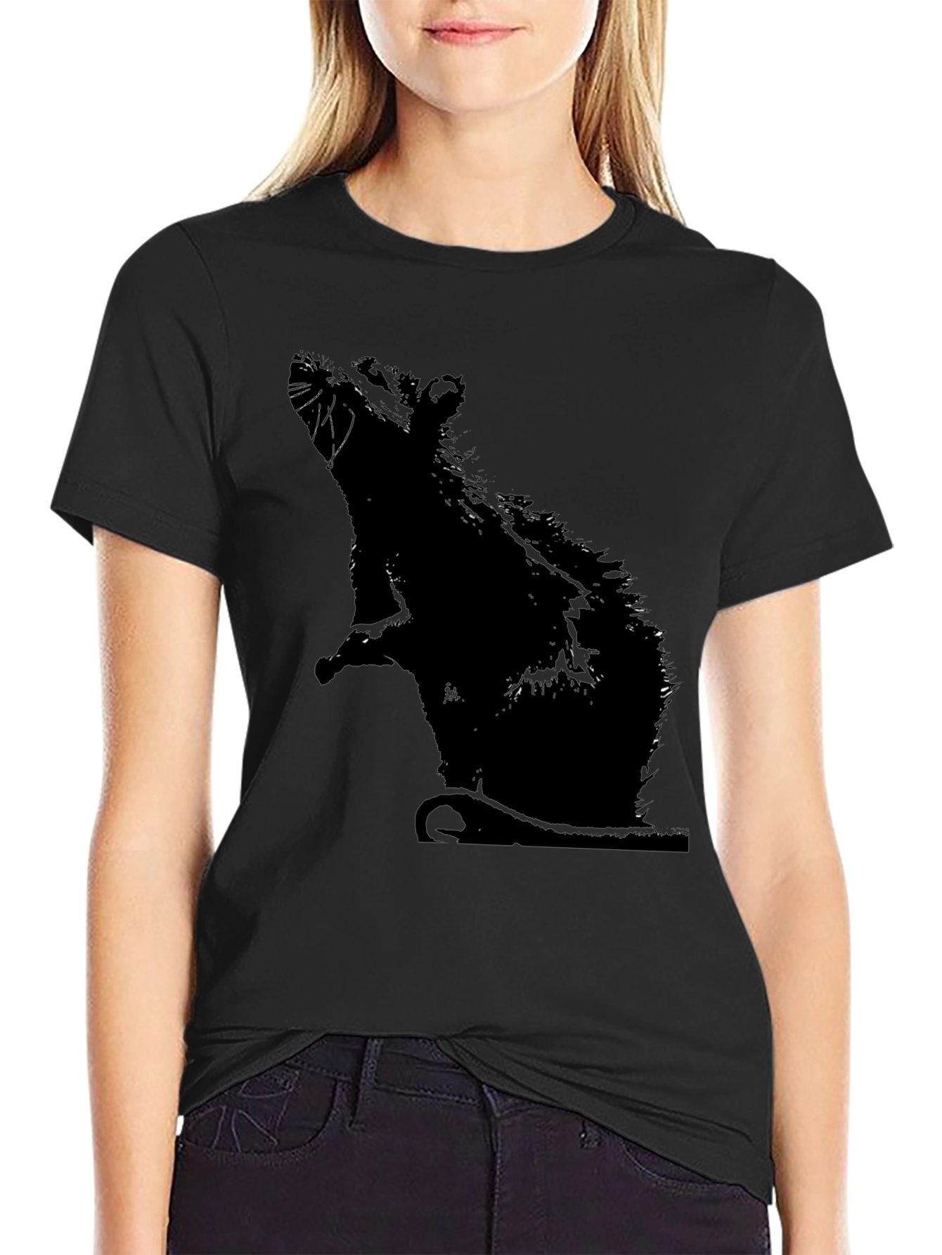 Rat Silhouette Graphic Tee - Classic Black T-Shirt