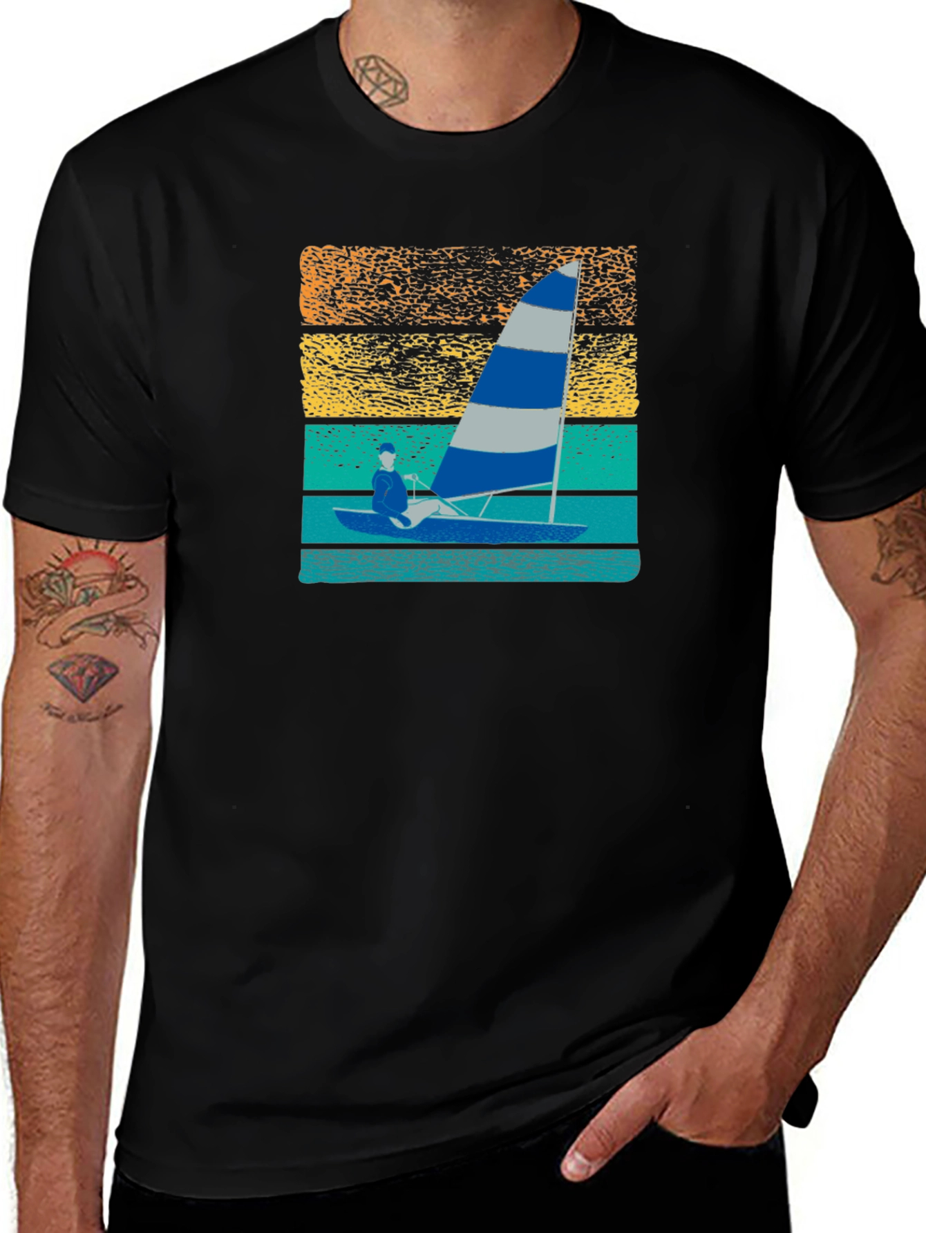 Sailing T-Shirt with Retro Sunset Design