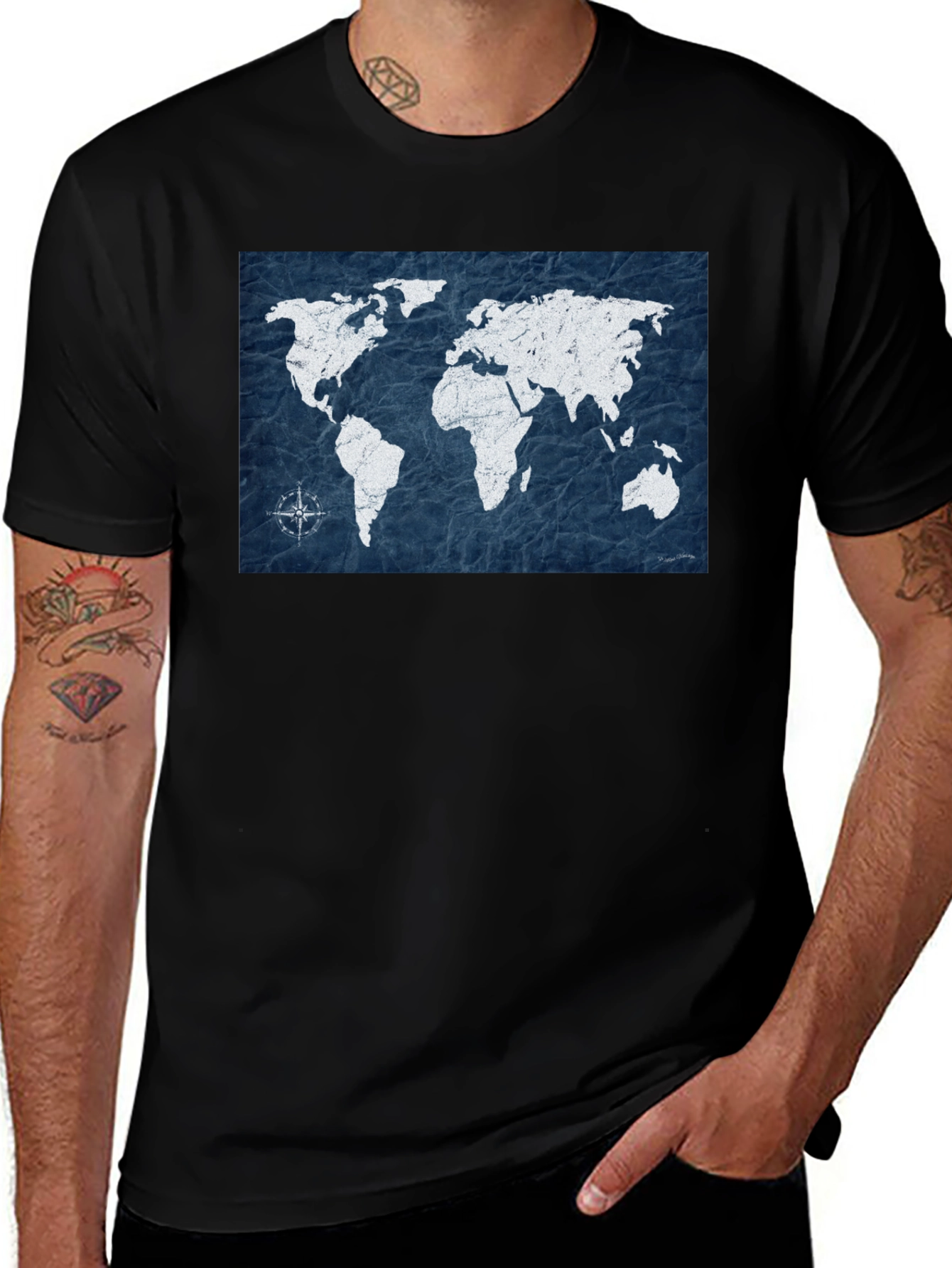World Map Graphic Tee - Travel Adventure Style