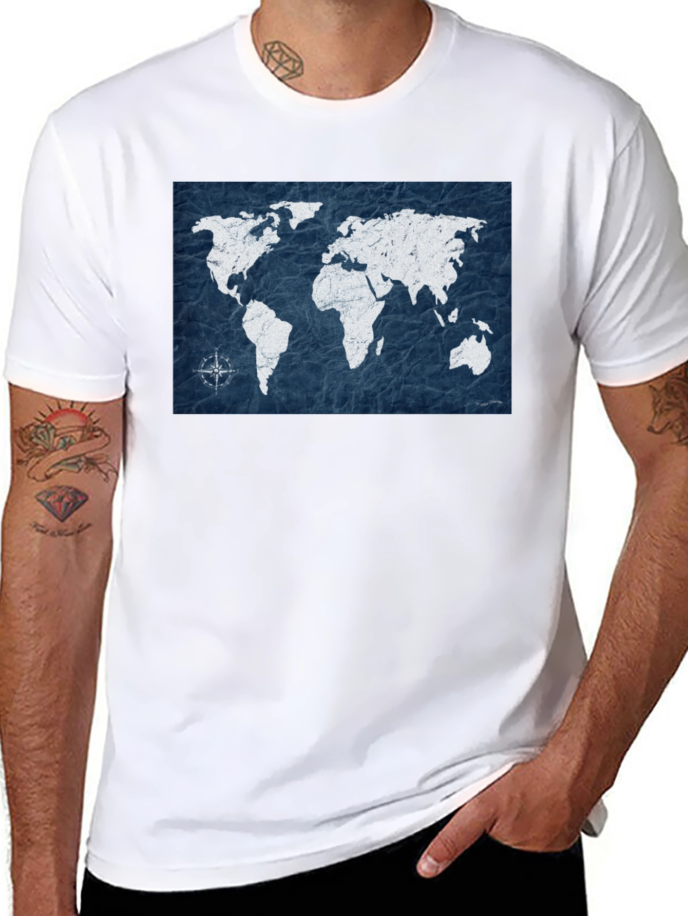 World Map Graphic Tee - Travel Adventure Style
